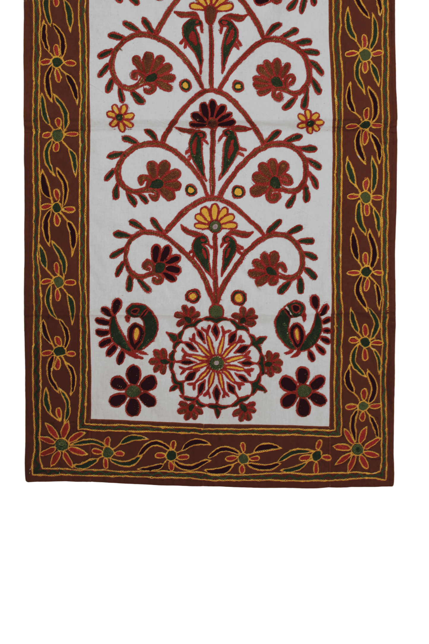 Handcrafted Cotton Wall Hanging/ Tapestry with Intricate Floral Embroidery