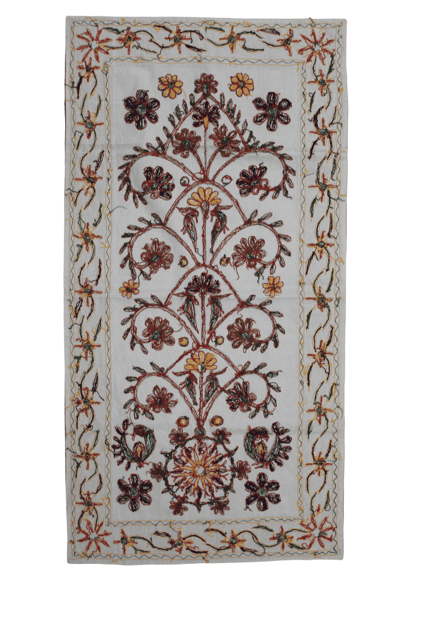 Handcrafted Cotton Wall Hanging/ Tapestry with Intricate Floral Embroidery