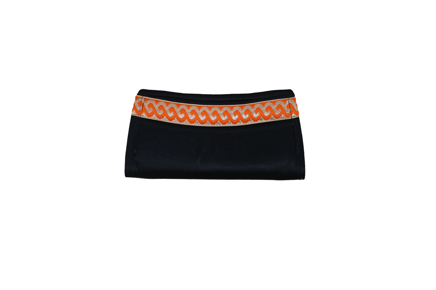 Black and Orange Embroidered Clutch