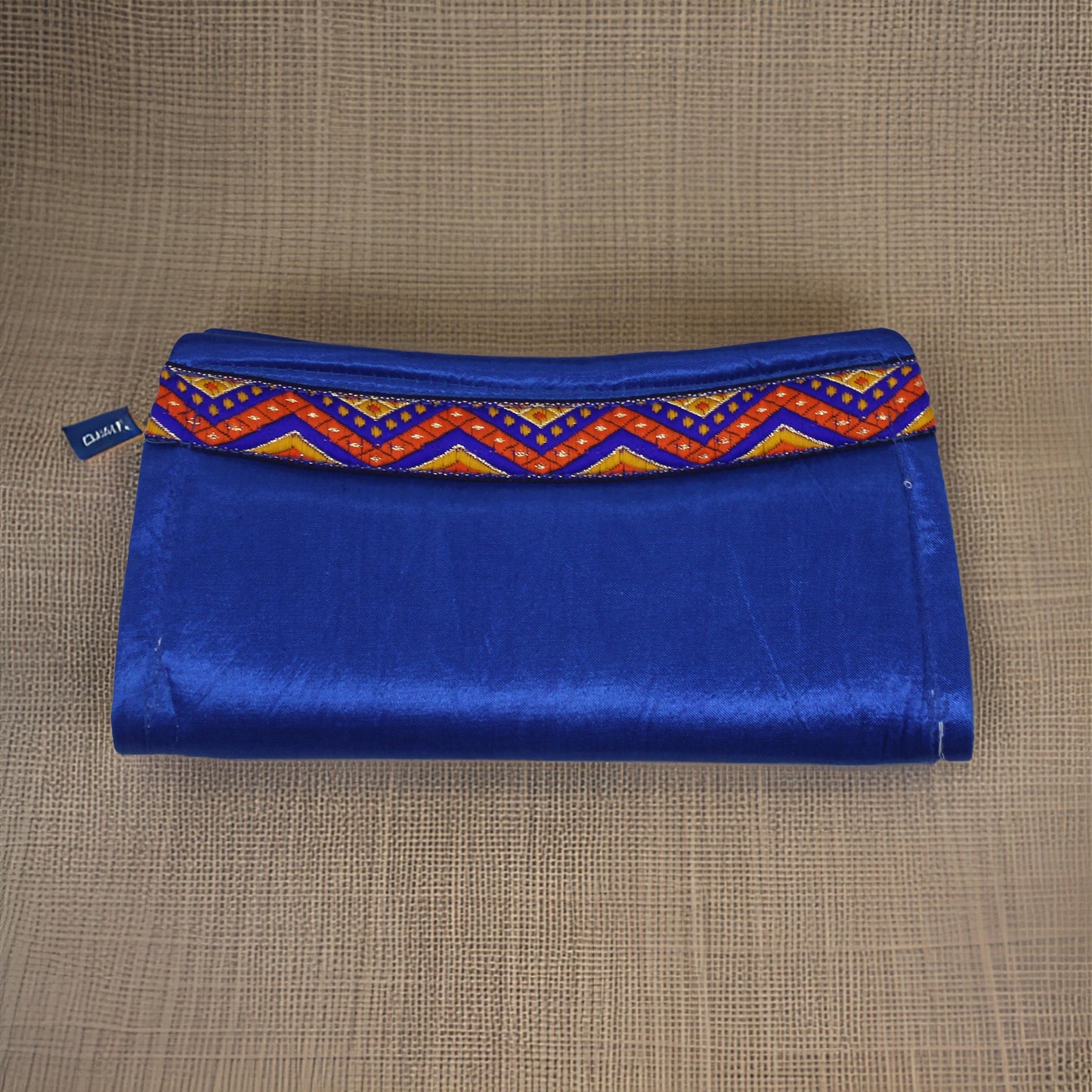 Blue Embroidered Clutch