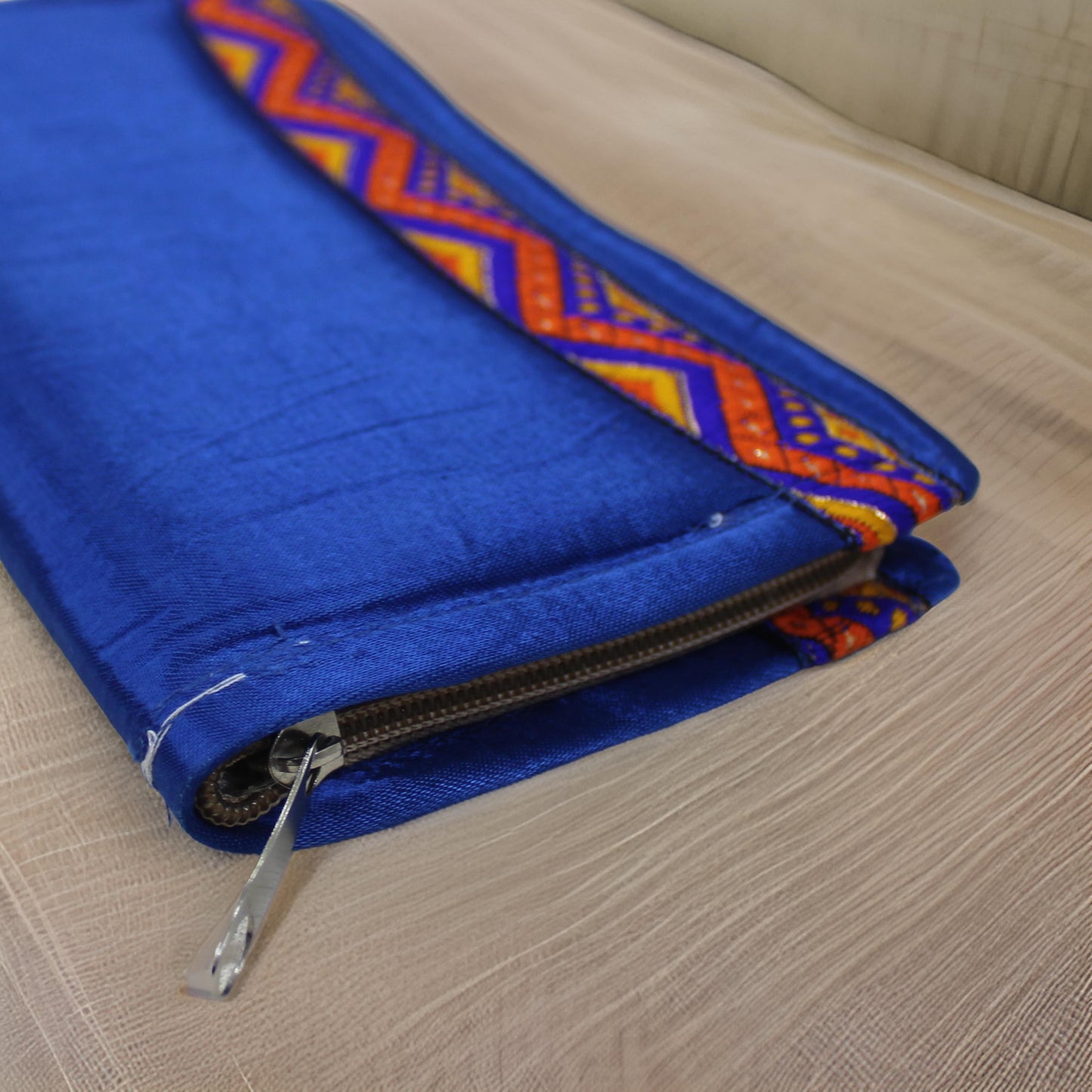 Blue Embroidered Clutch