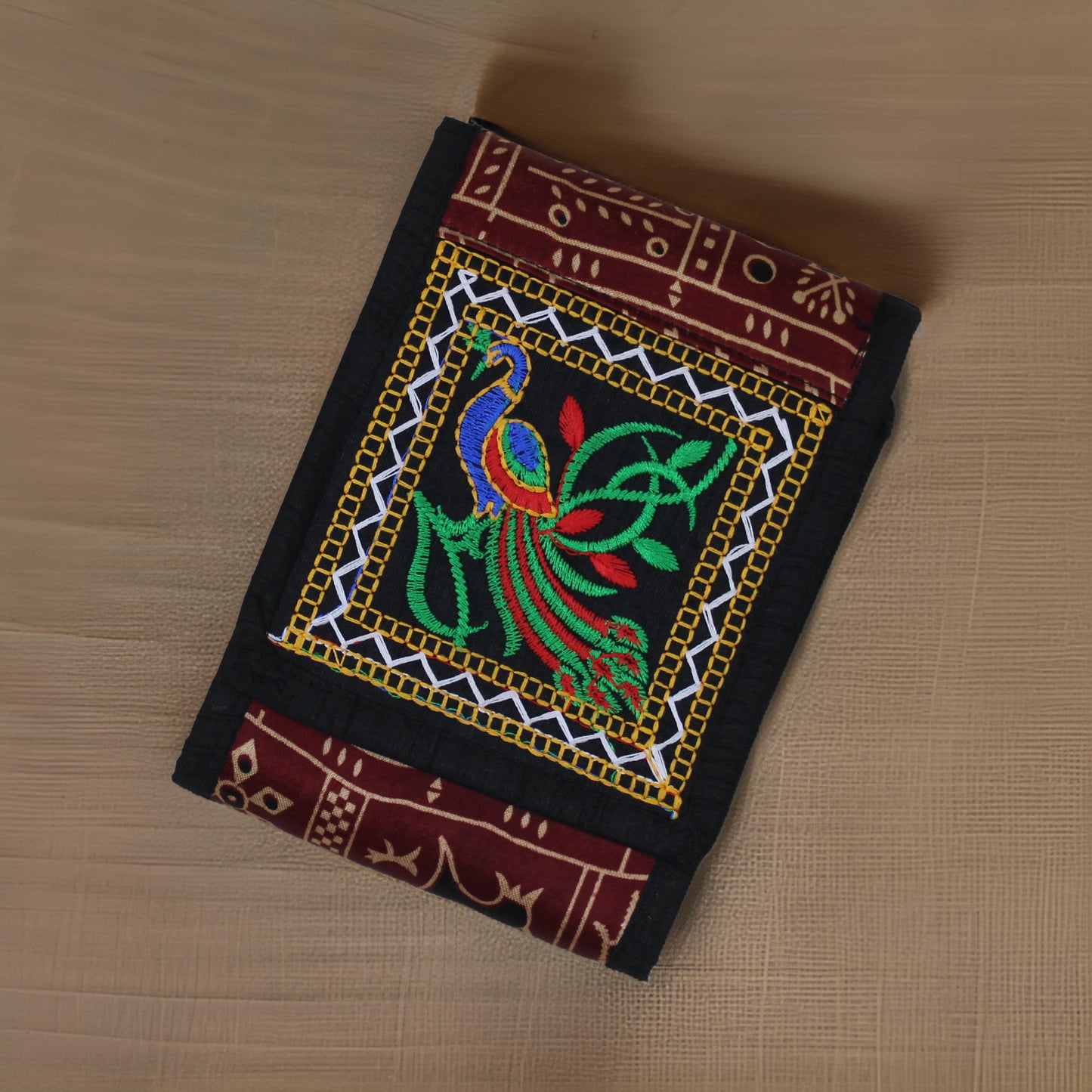 Mashru Embroidered Mobile Sling Pouch