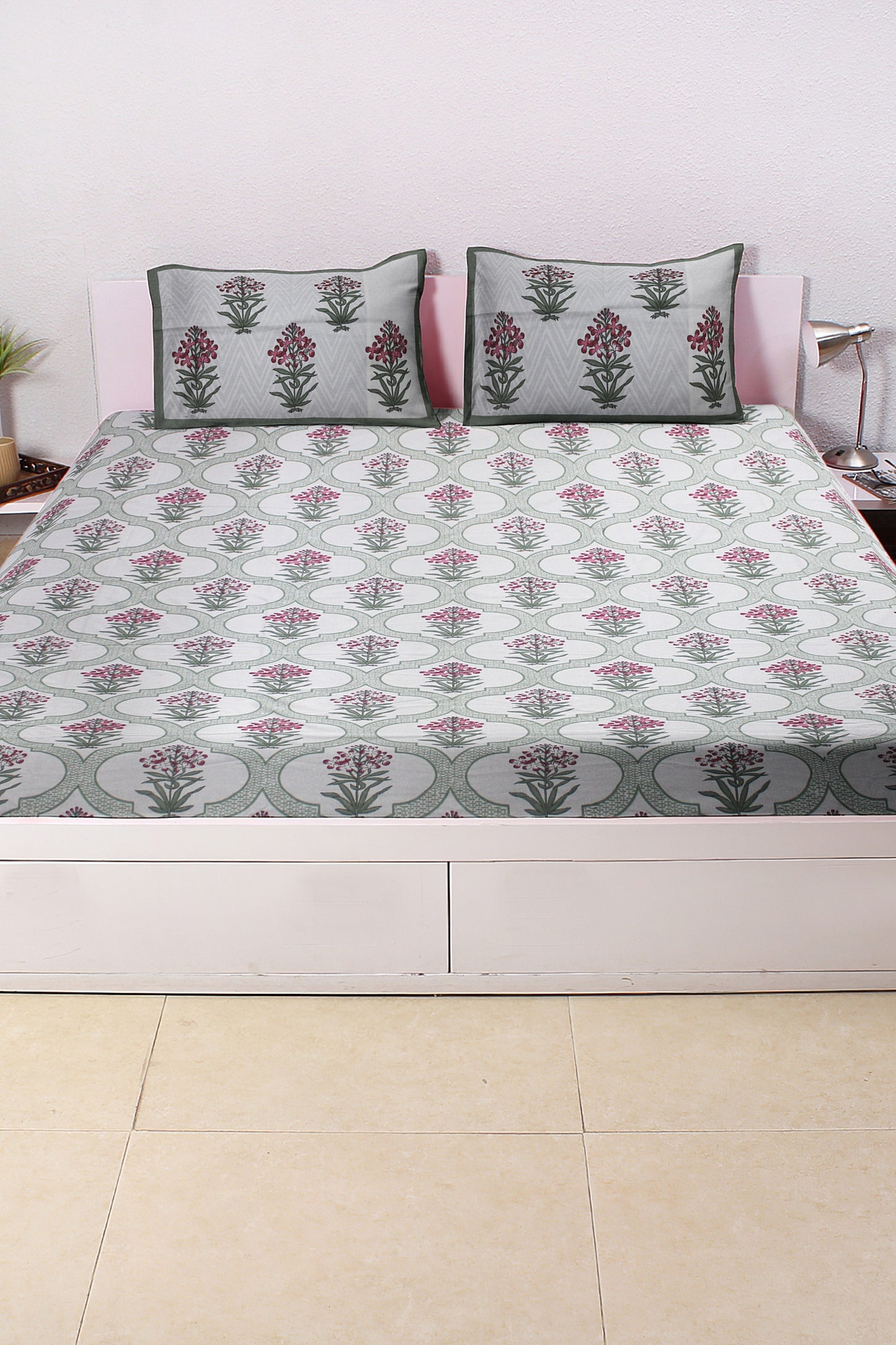 Cotton Double Bed bedsheet | Flat Bedsheet |1 Double Bedsheet 2 Pillow Covers