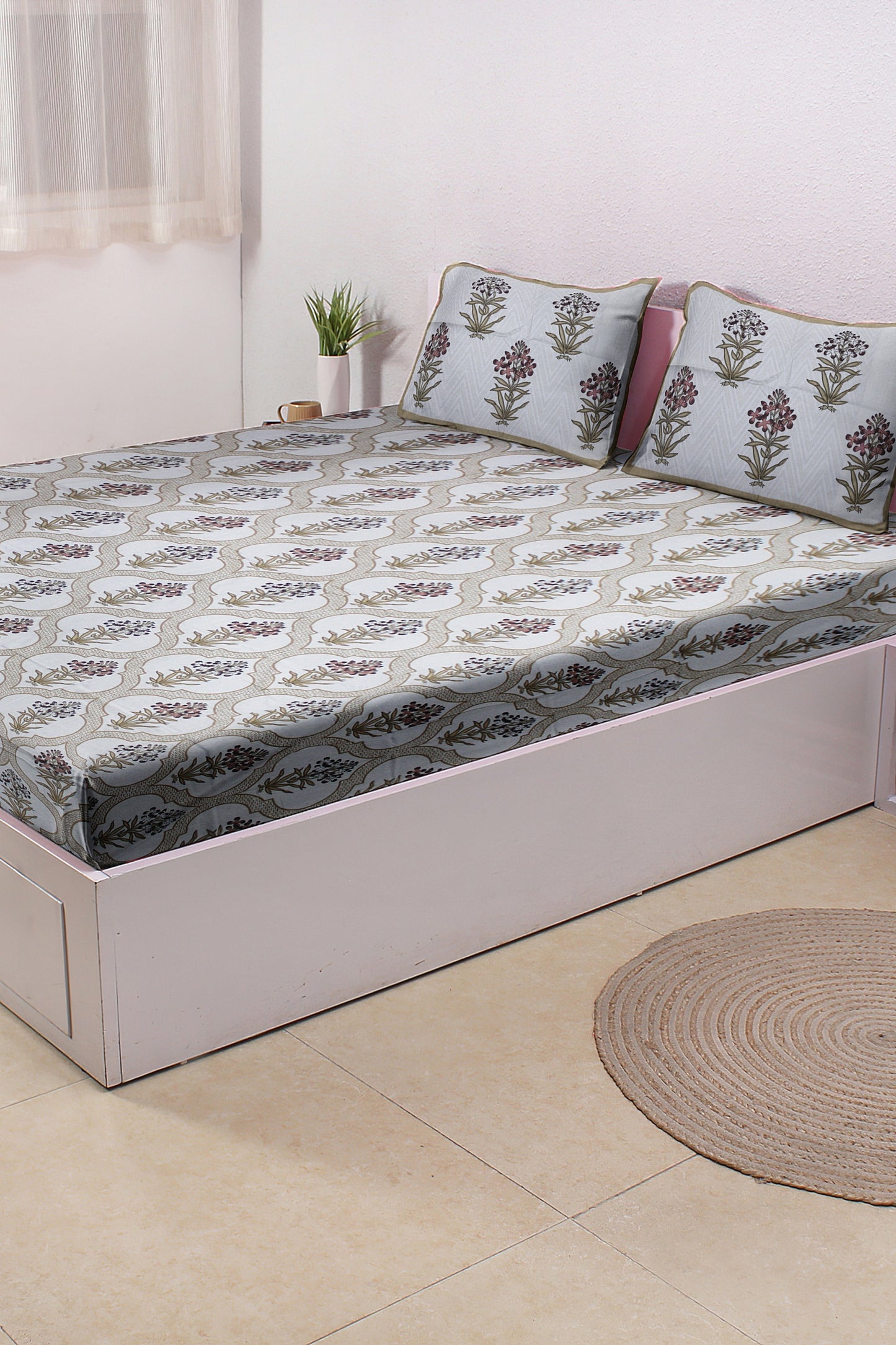 Cotton Double Bed bedsheet | Flat Bedsheet |1 Double Bedsheet 2 Pillow Covers
