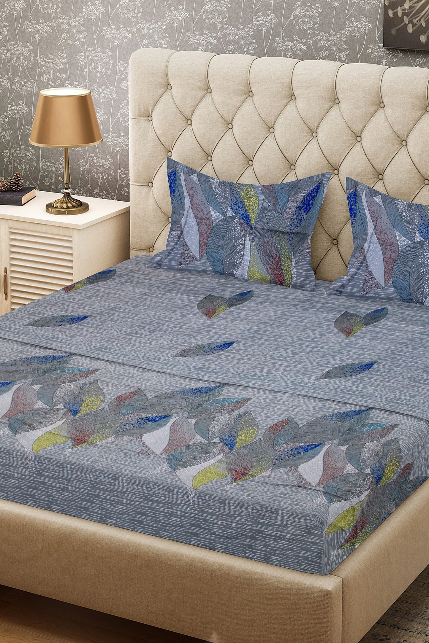 King Size Double Bed Flat Bedsheet with Pillow Covers