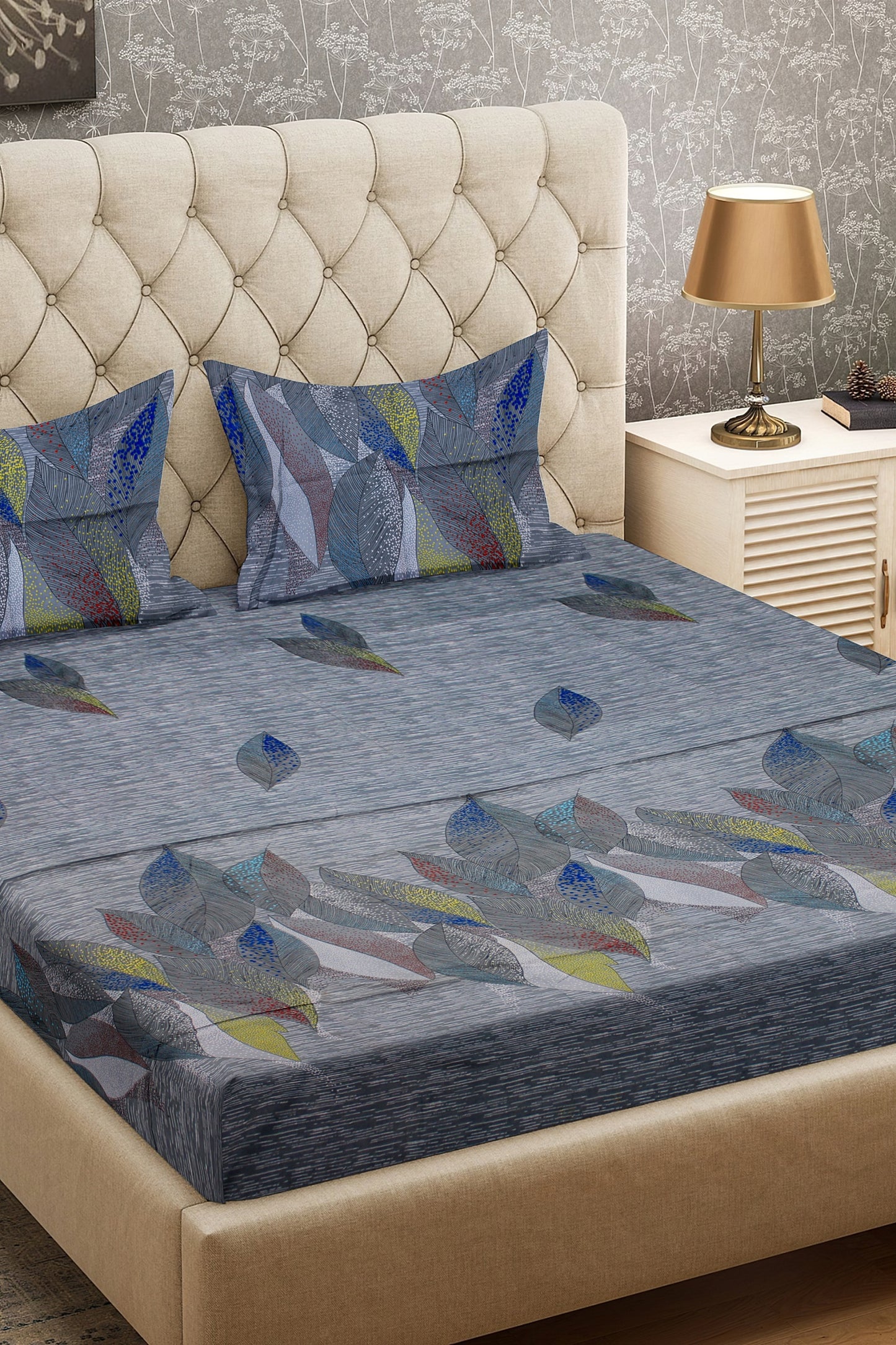 King Size Double Bed Flat Bedsheet with Pillow Covers