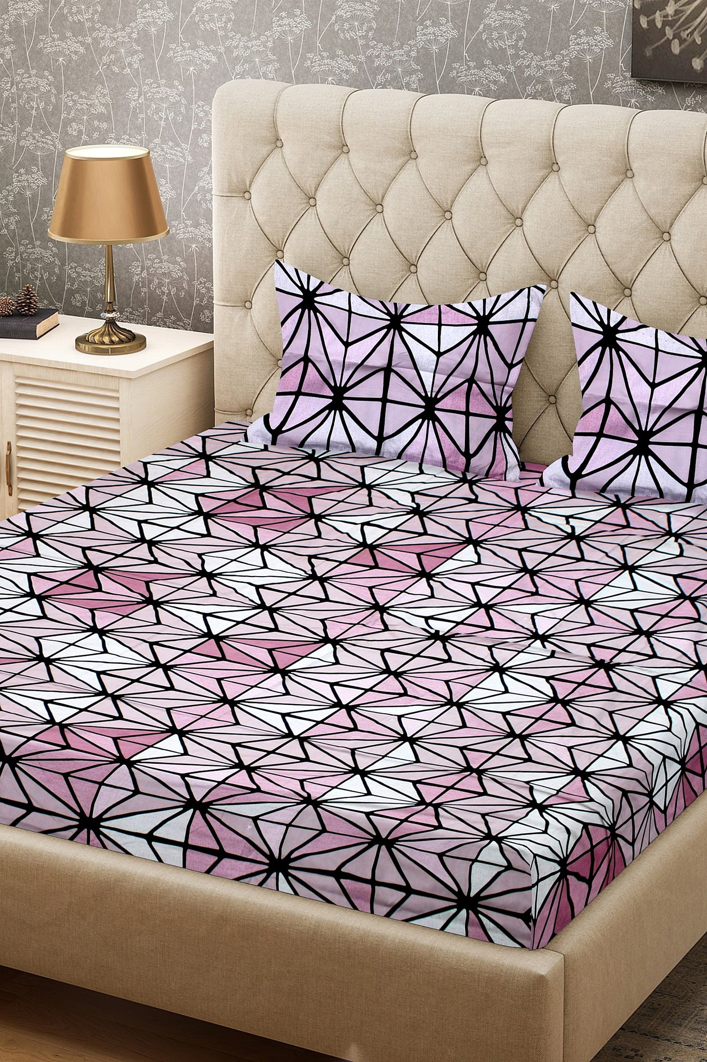 King Size Double Bed Flat Bedsheet with Pillow Covers