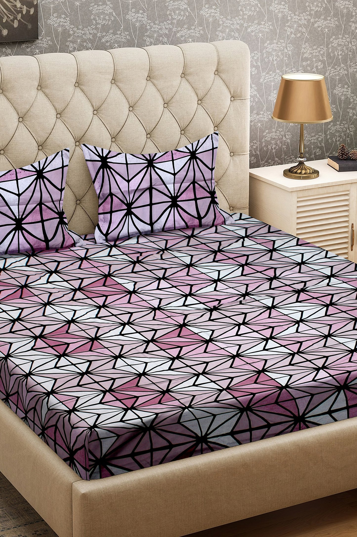 King Size Double Bed Flat Bedsheet with Pillow Covers
