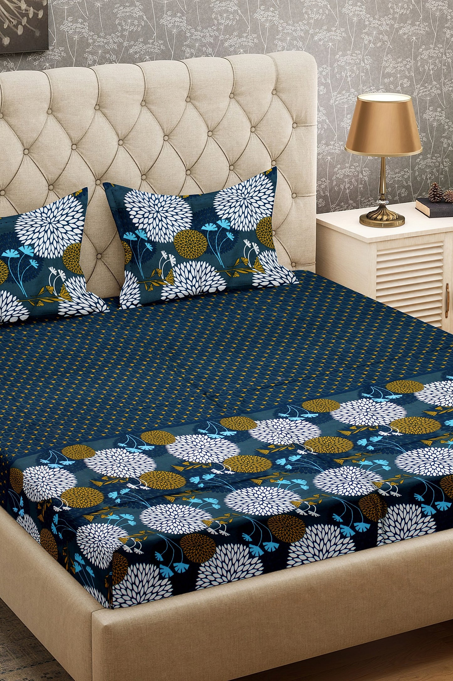 King Size Double Bed Flat Bedsheet with Pillow Covers