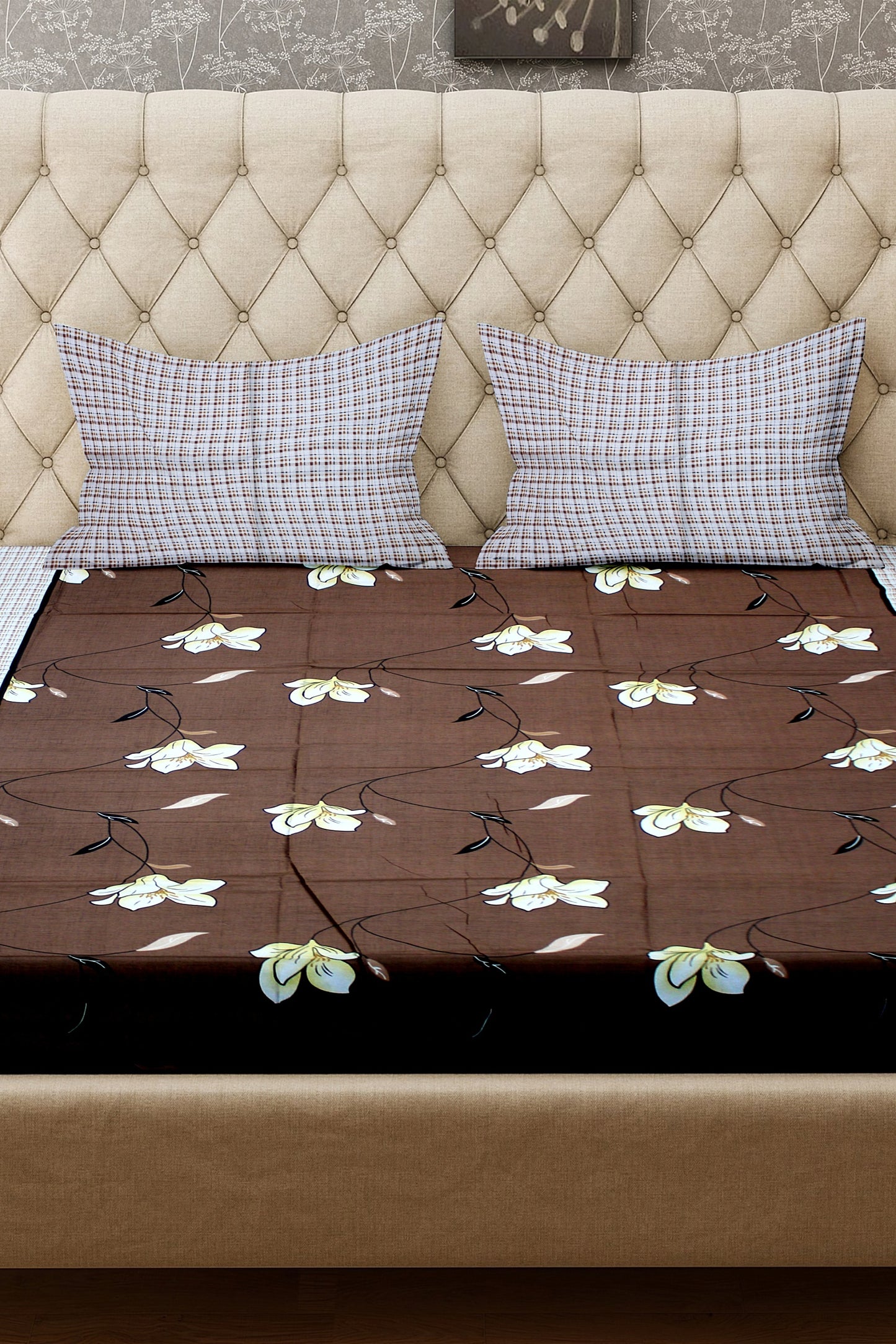 King Size Double Bed Flat Bedsheet with Pillow Covers