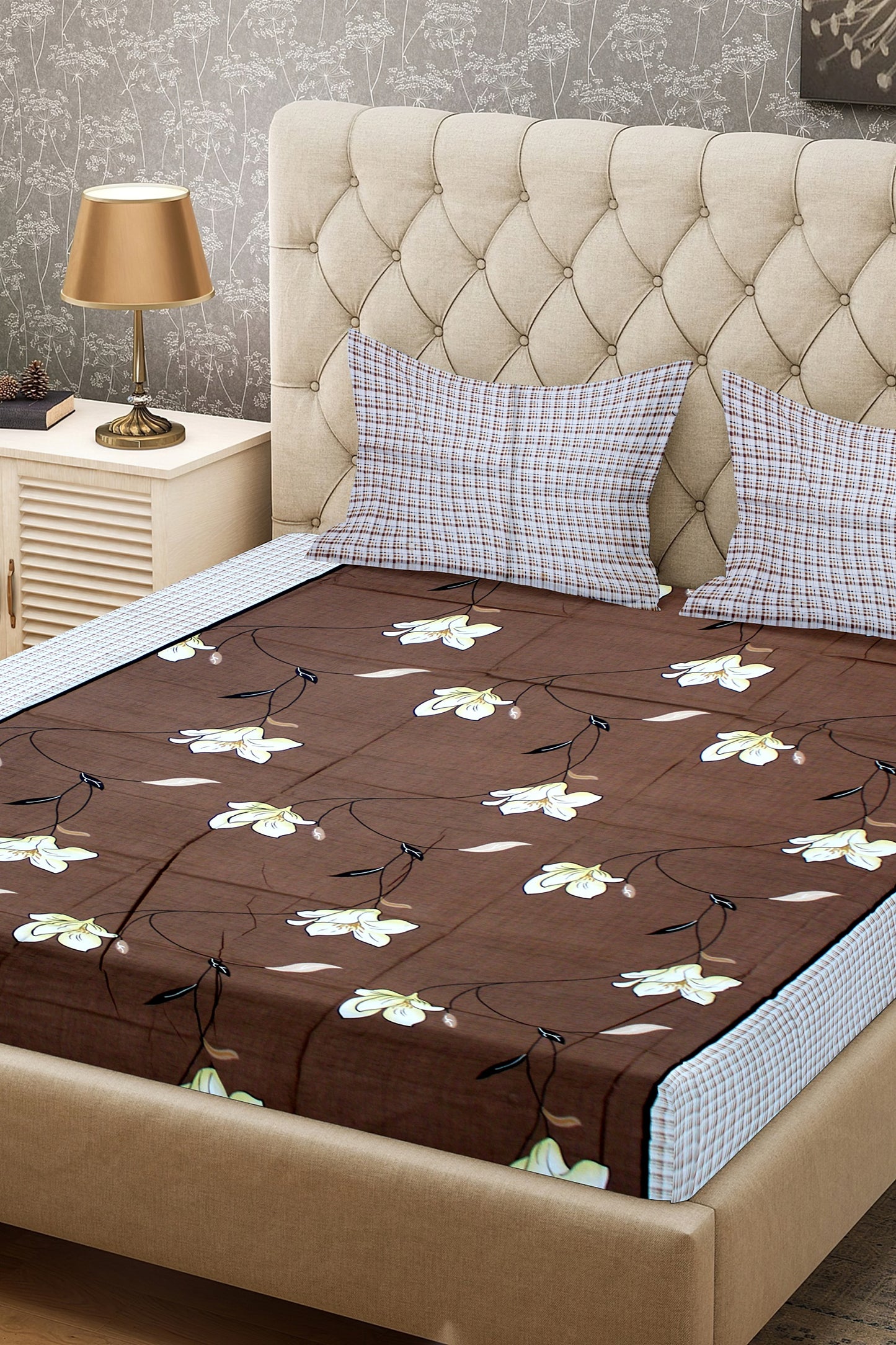 King Size Double Bed Flat Bedsheet with Pillow Covers