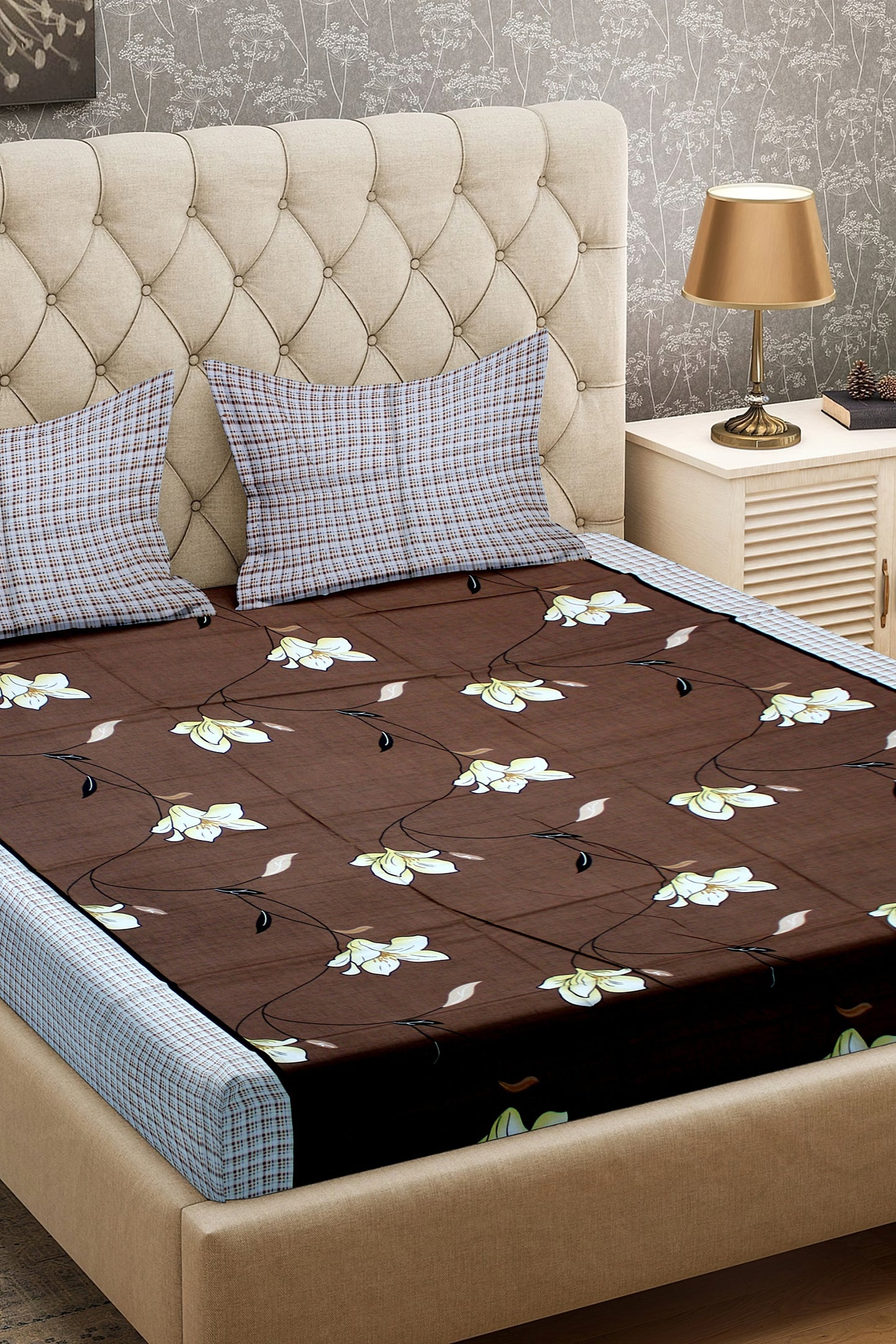 King Size Double Bed Flat Bedsheet with Pillow Covers