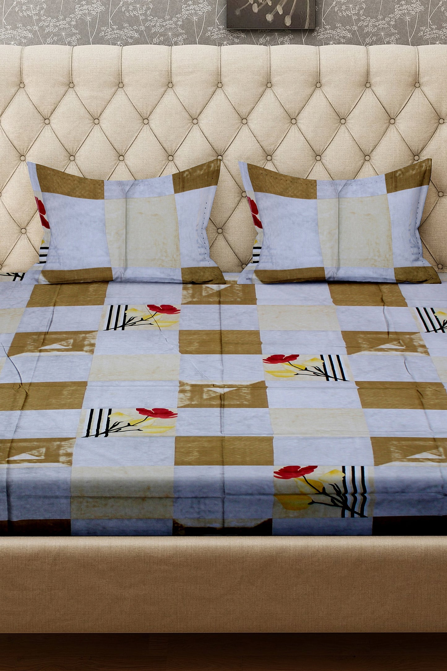 King Size Double Bed Flat Bedsheet with Pillow Covers