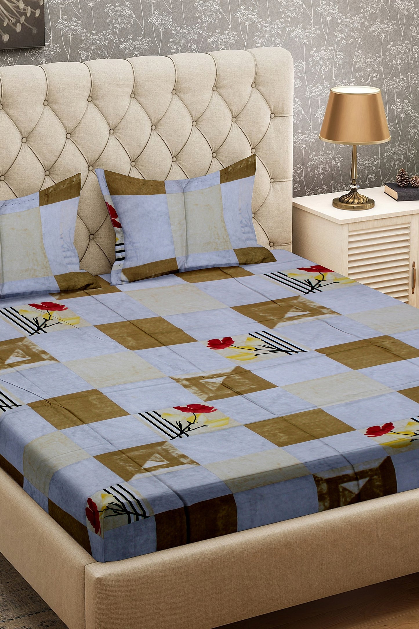 King Size Double Bed Flat Bedsheet with Pillow Covers