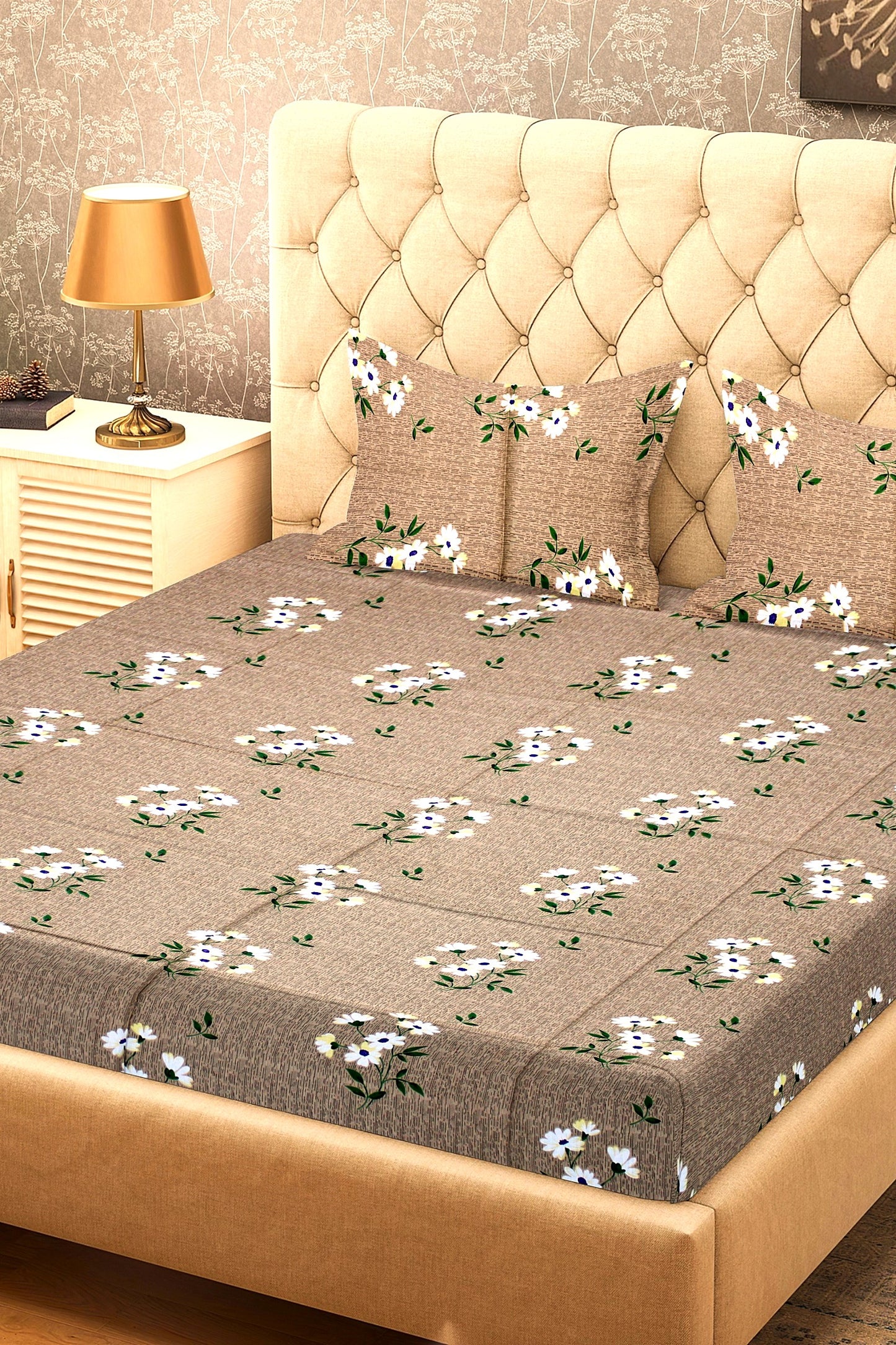 King Size Double Bed Flat Bedsheet with Pillow Covers