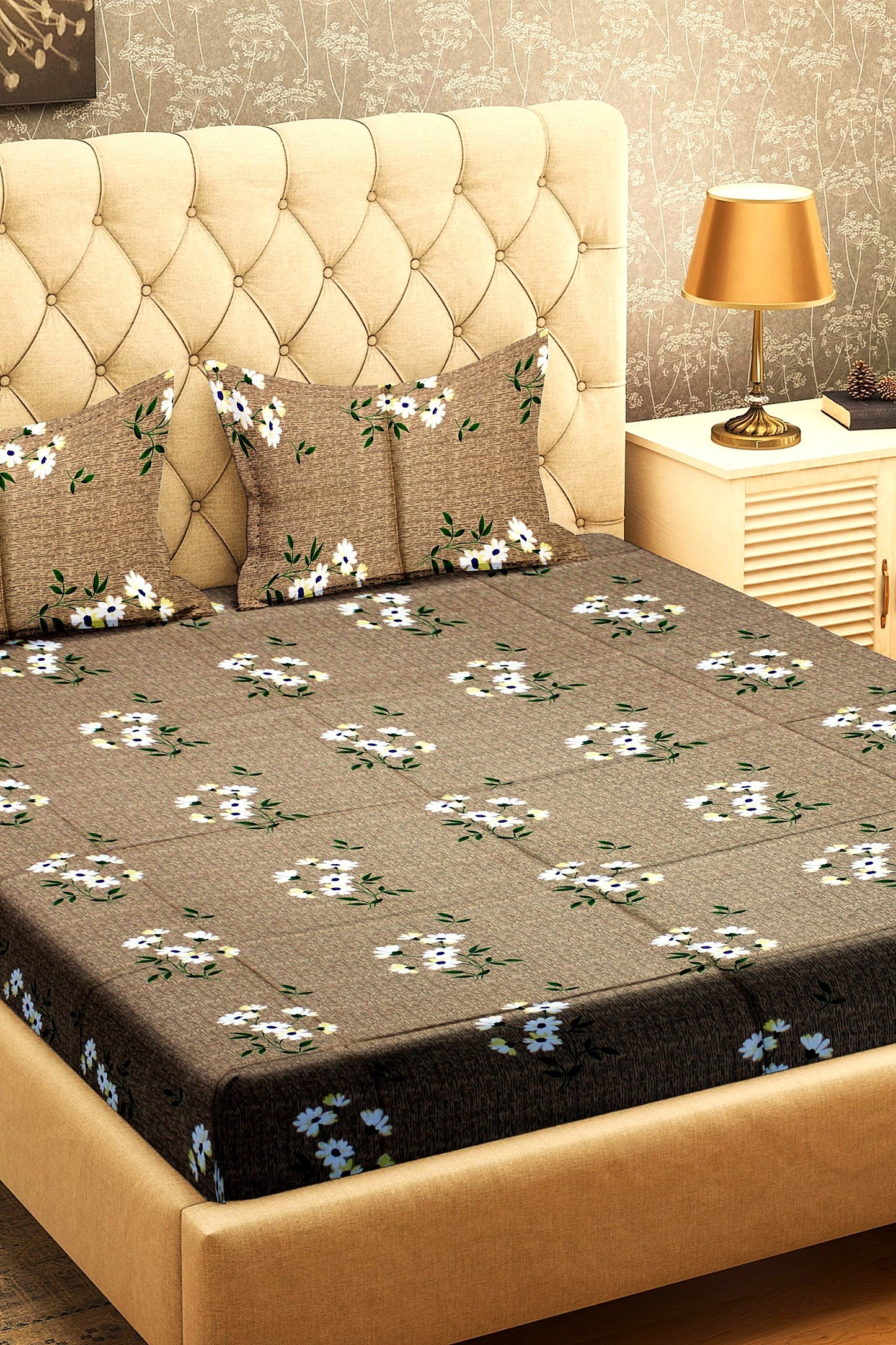 King Size Double Bed Flat Bedsheet with Pillow Covers