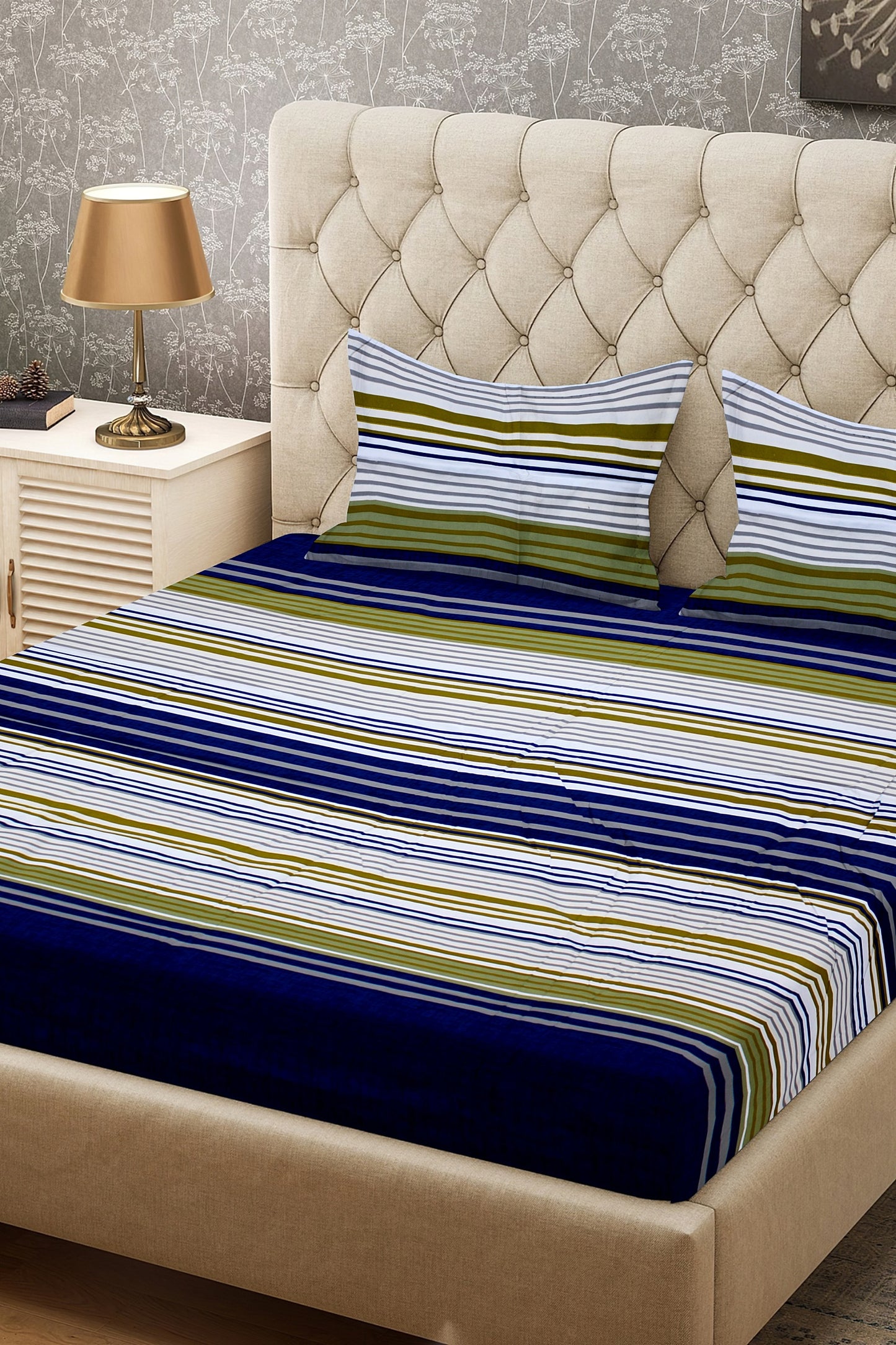 King Size Double Bed Flat Bedsheet with Pillow Covers