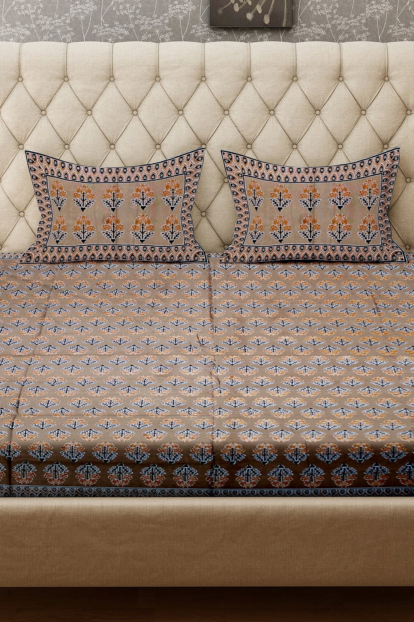 King Size Double Bed Flat Bedsheet with Pillow Covers