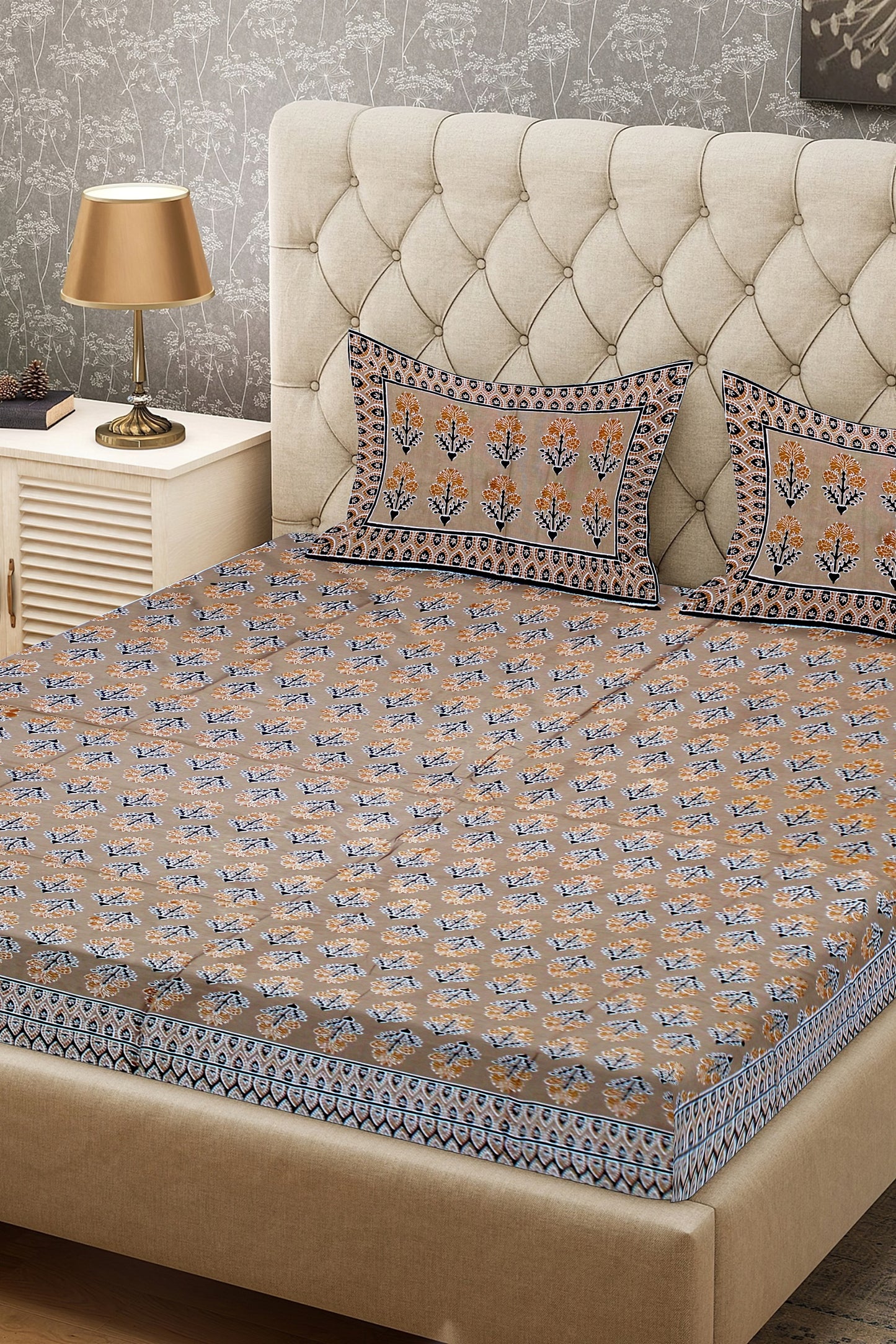 King Size Double Bed Flat Bedsheet with Pillow Covers