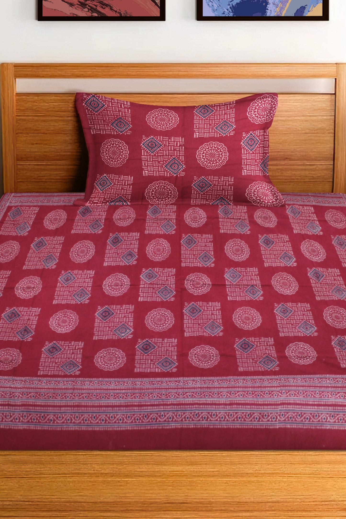 Cotton Single Bedsheet Set | Flat Bedsheet |1 Pillow Cover