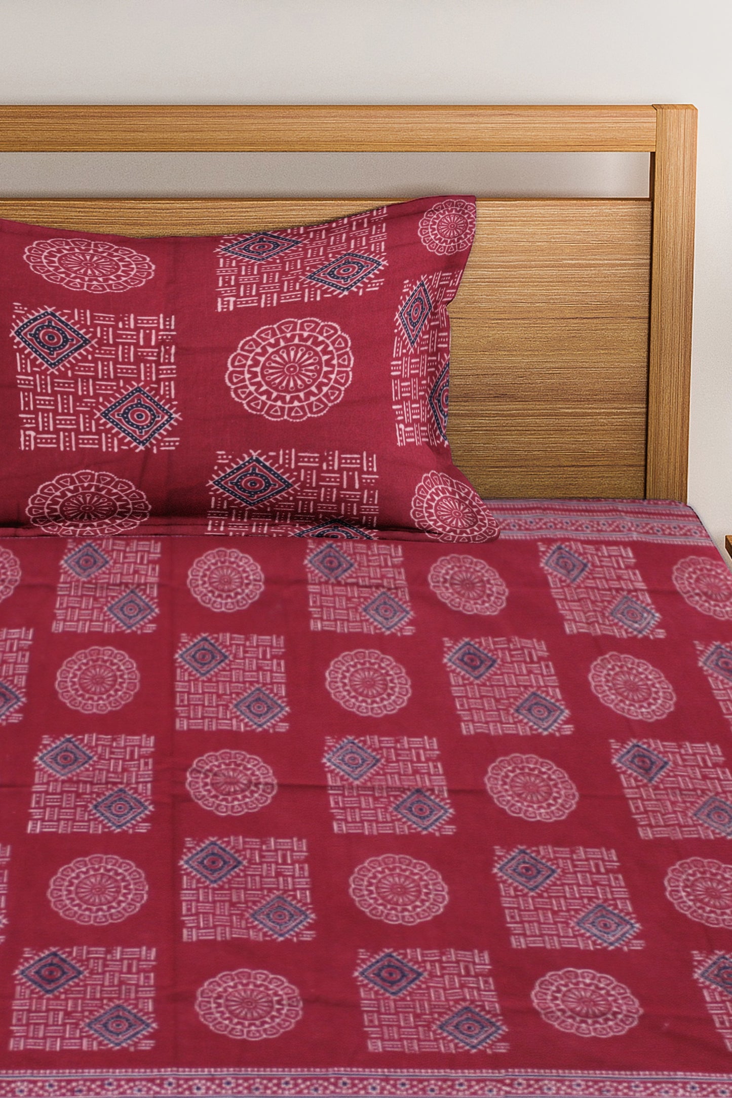 Cotton Single Bedsheet Set | Flat Bedsheet |1 Pillow Cover
