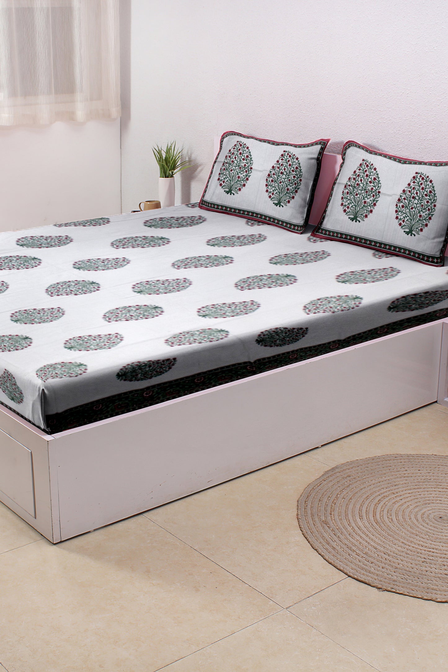 Cotton Double Bed bedsheet | Flat Bedsheet |1 Double Bedsheet 2 Pillow Covers