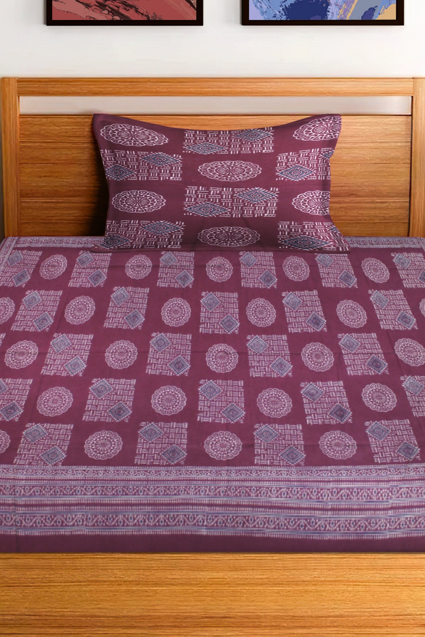 Cotton Single Bedsheet Set | Flat Bedsheet |1 Pillow Cover