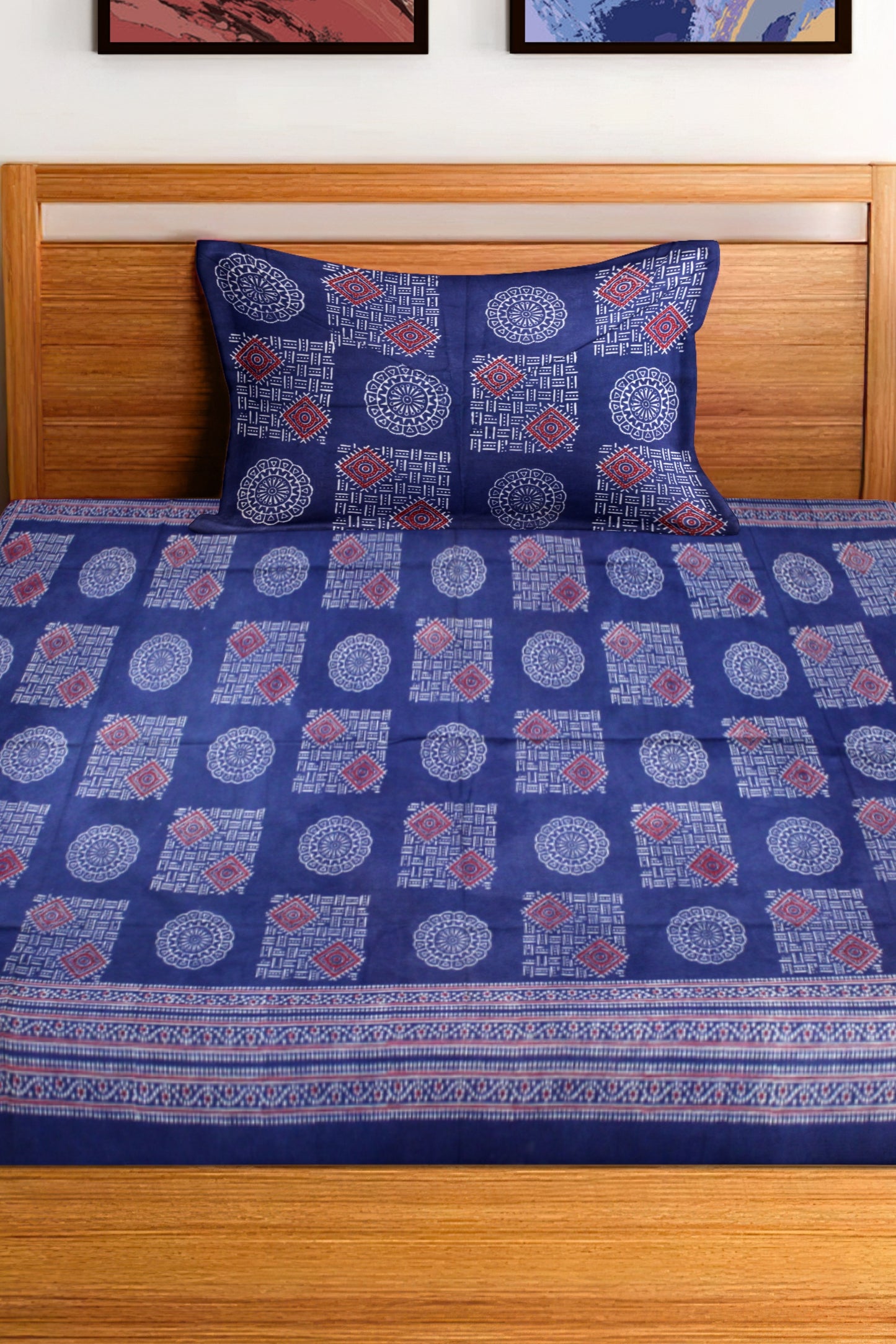 Cotton Single Bedsheet Set | Flat Bedsheet |1 Pillow Cover