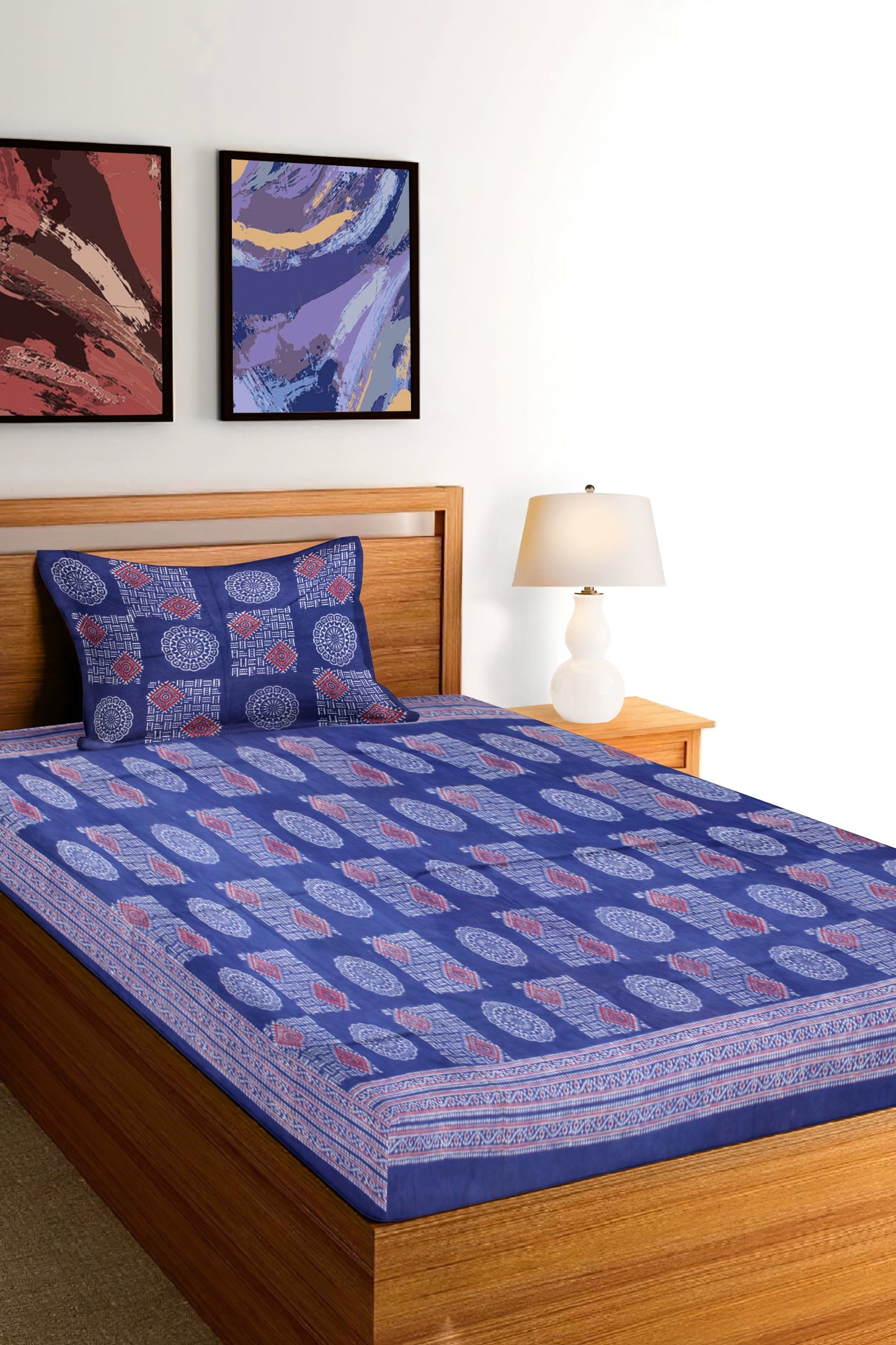 Cotton Single Bedsheet Set | Flat Bedsheet |1 Pillow Cover