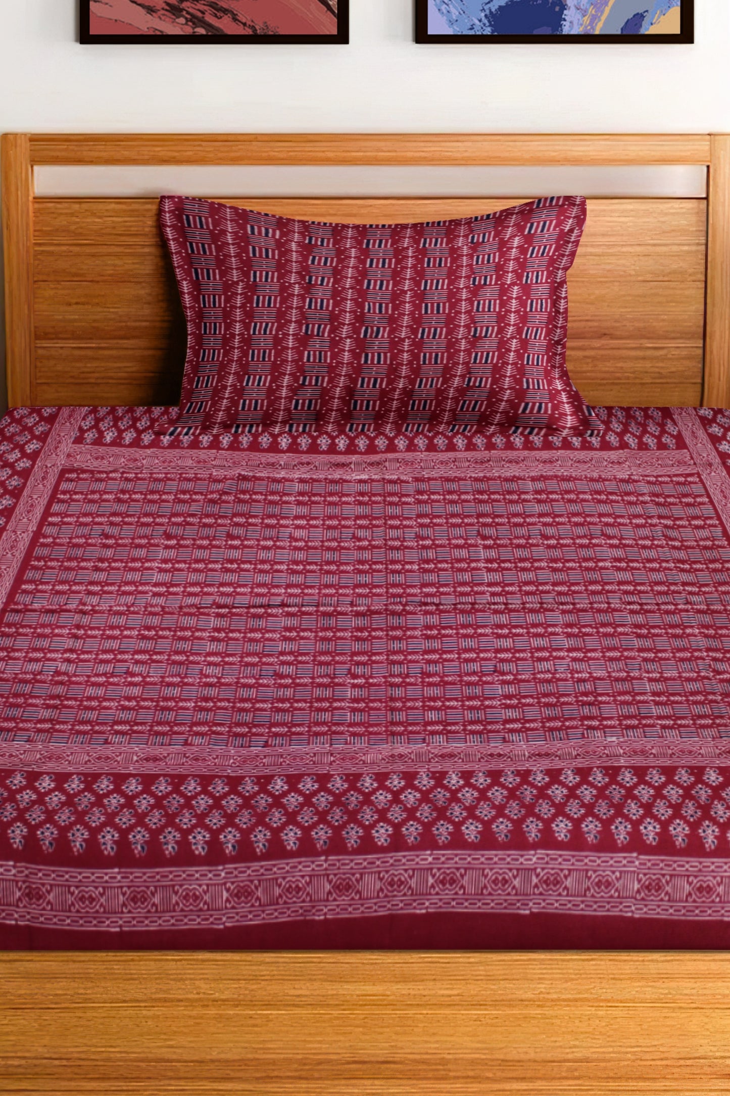Cotton Single Bedsheet Set | Flat Bedsheet |1 Pillow Cover