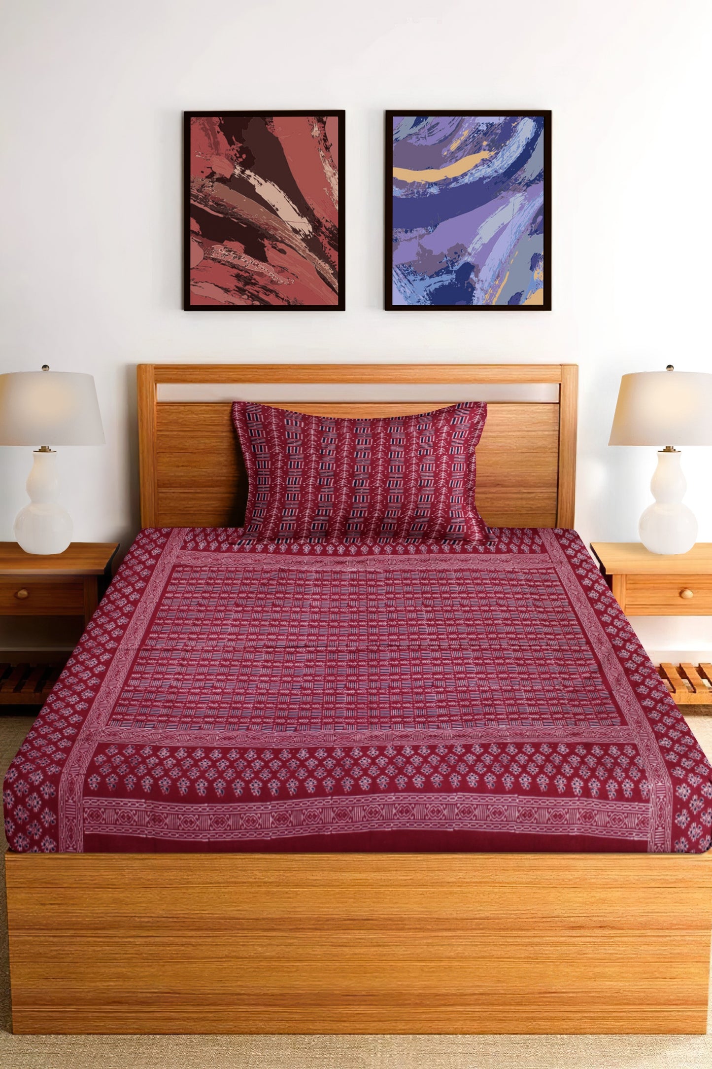 Cotton Single Bedsheet Set | Flat Bedsheet |1 Pillow Cover