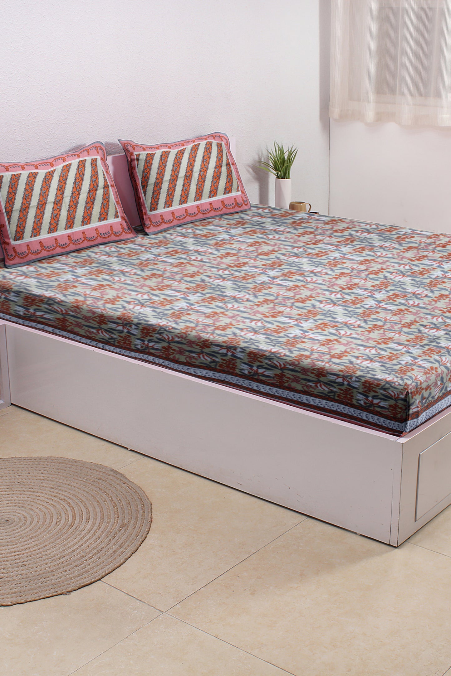 Cotton Double Bed bedsheet | Flat Bedsheet |1 Double Bedsheet 2 Pillow Covers
