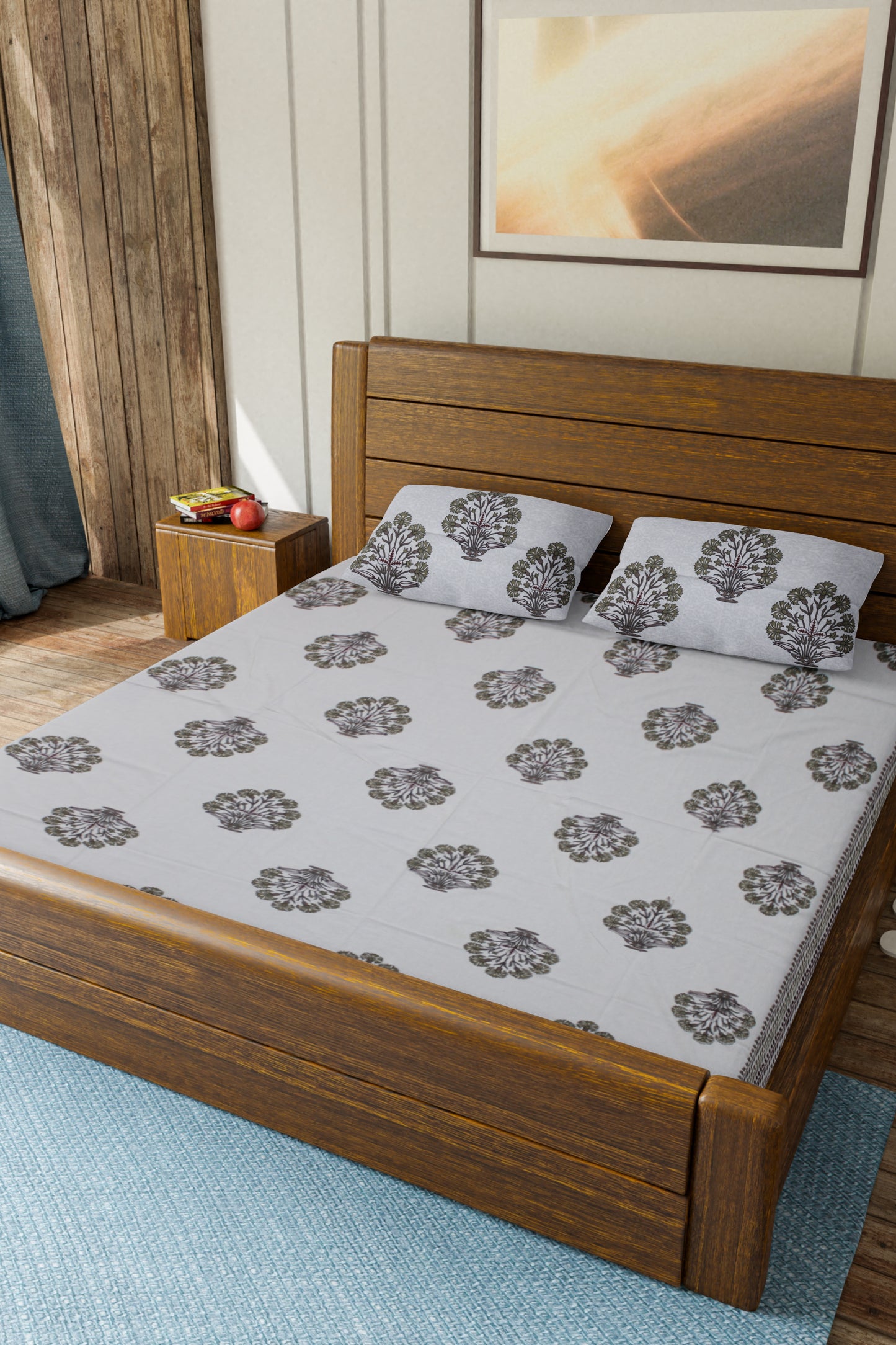 Cotton Double Bed bedsheet | Flat Bedsheet |1 Double Bedsheet 2 Pillow Covers