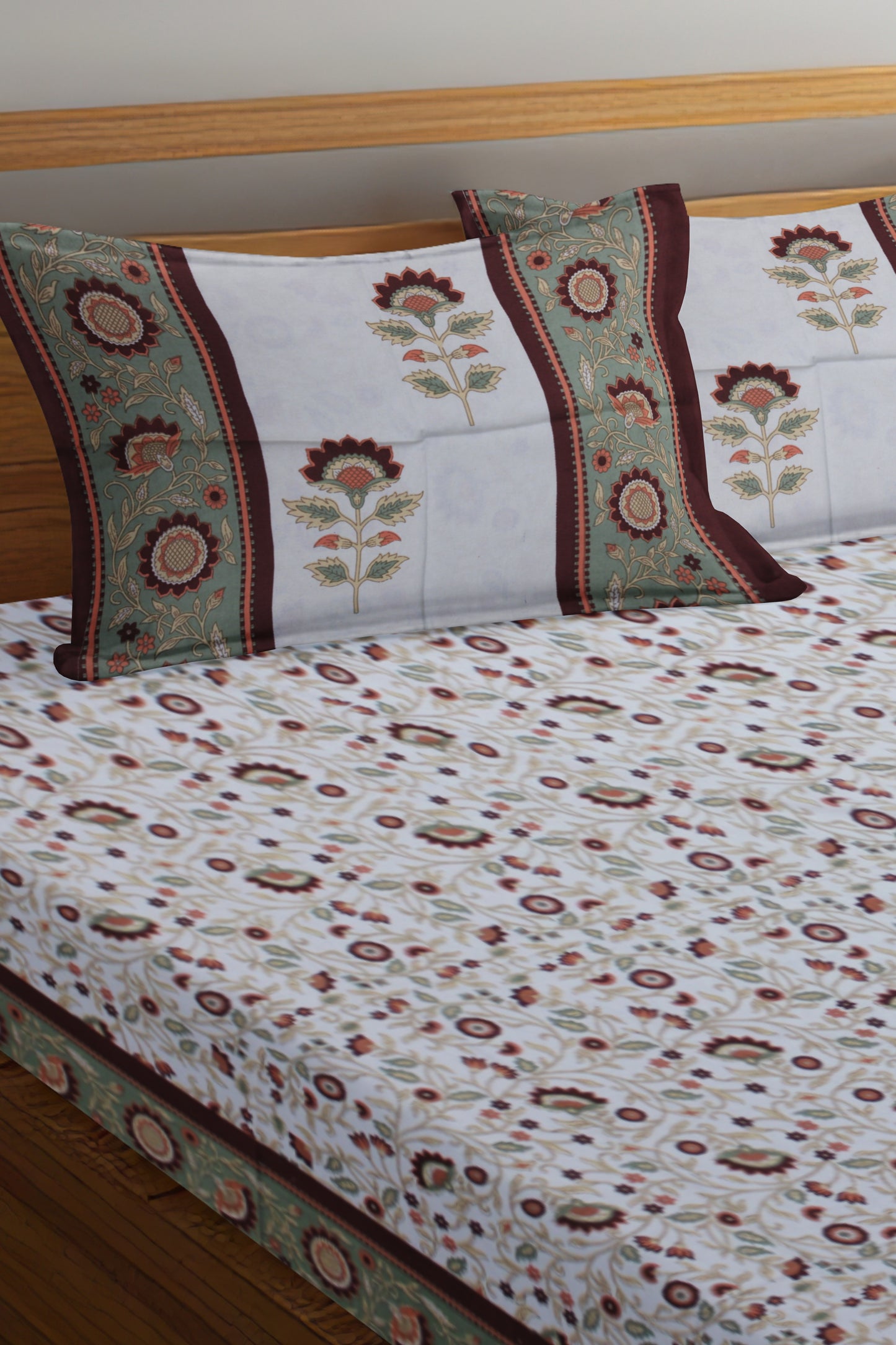 Cotton Double Bed bedsheet | Flat Bedsheet |1 Double Bedsheet 2 Pillow Covers