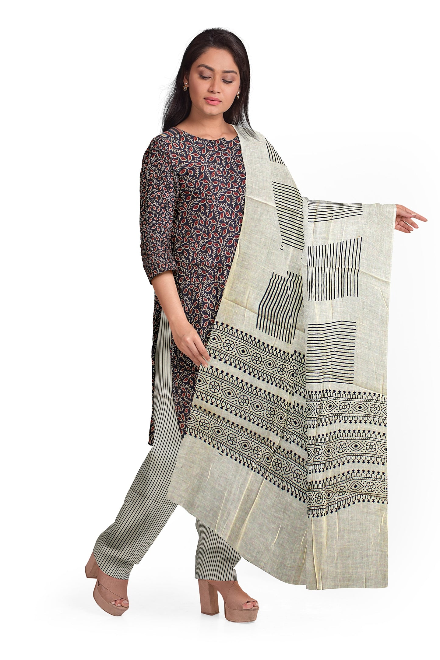 Cotton Block Print Dress Material | Cotton Suit Set| 3PC Suitset | Salwar Suit Material | Unstitched