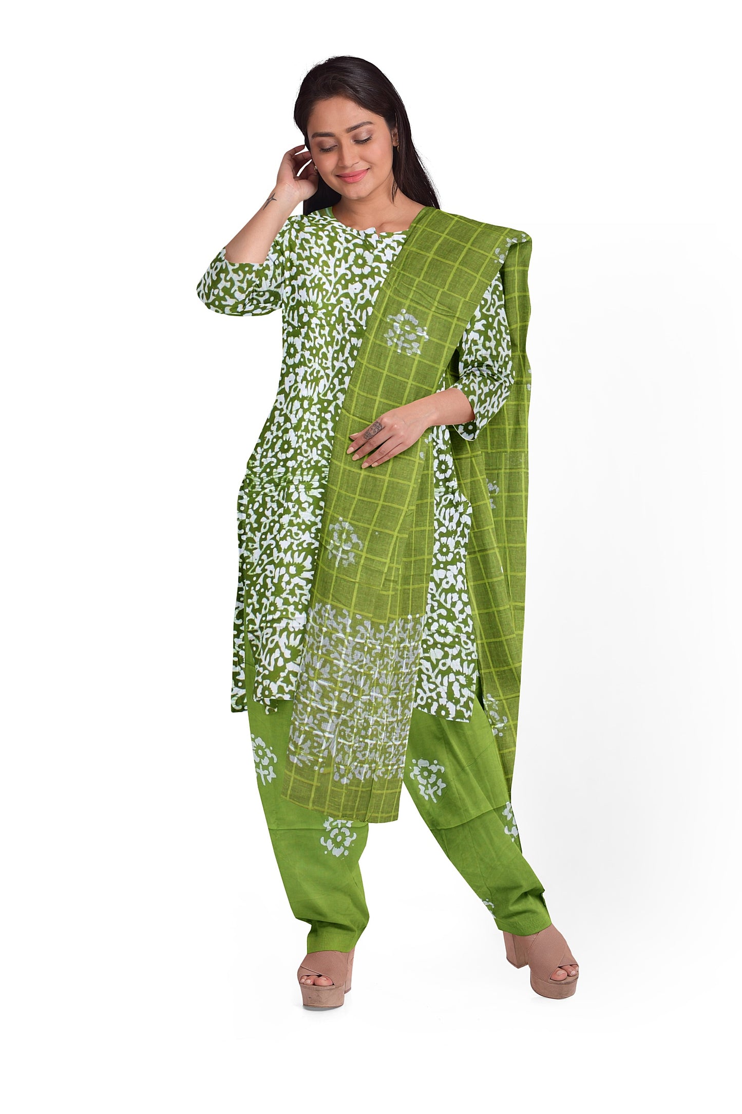 Cotton Batik Dress Material | Cotton Suit Set| 3PC Suitset | Salwar Suit Material | Unstitched