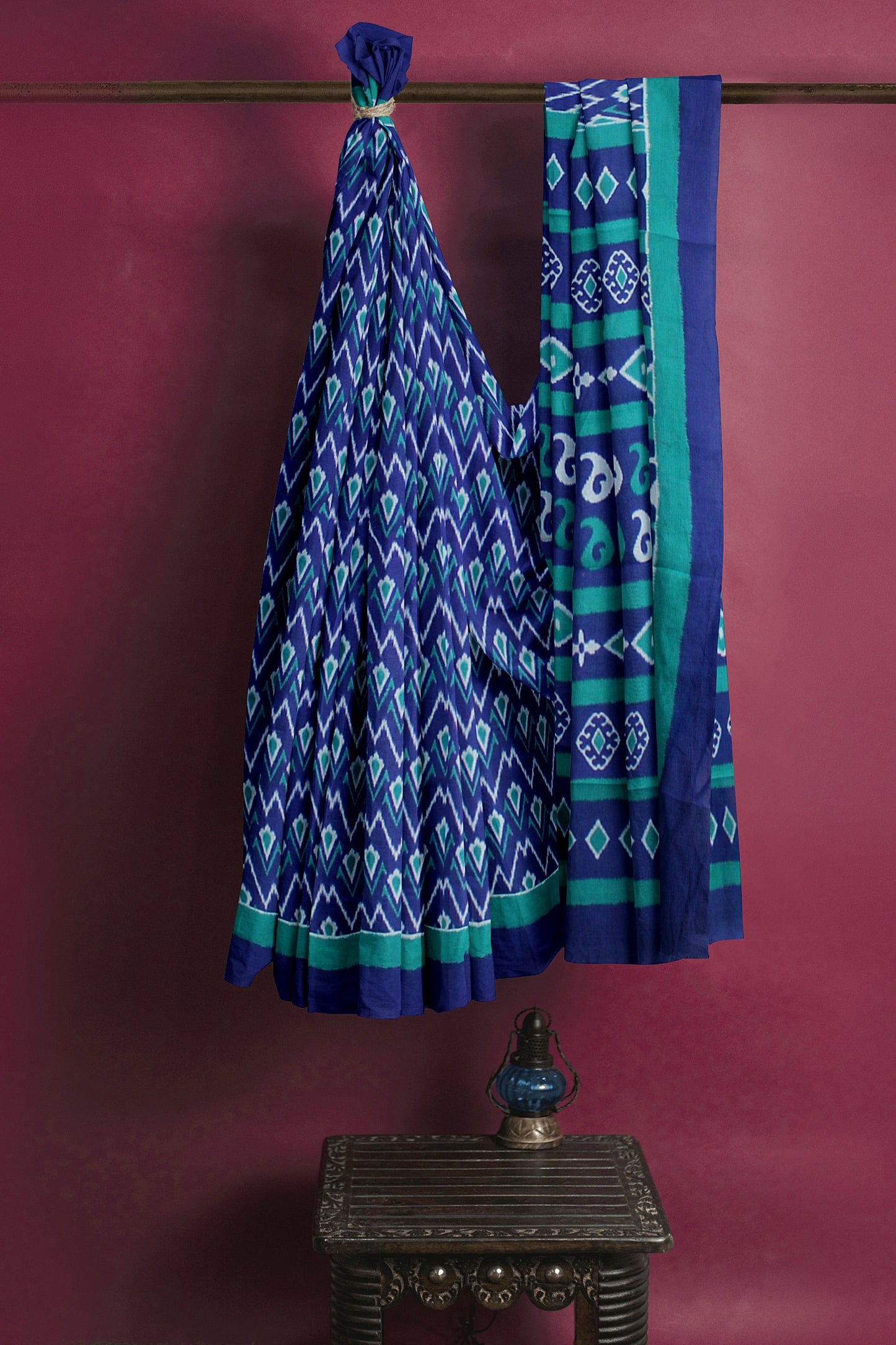 Cotton Block Printed Saree With Unstitched Blouse Piece