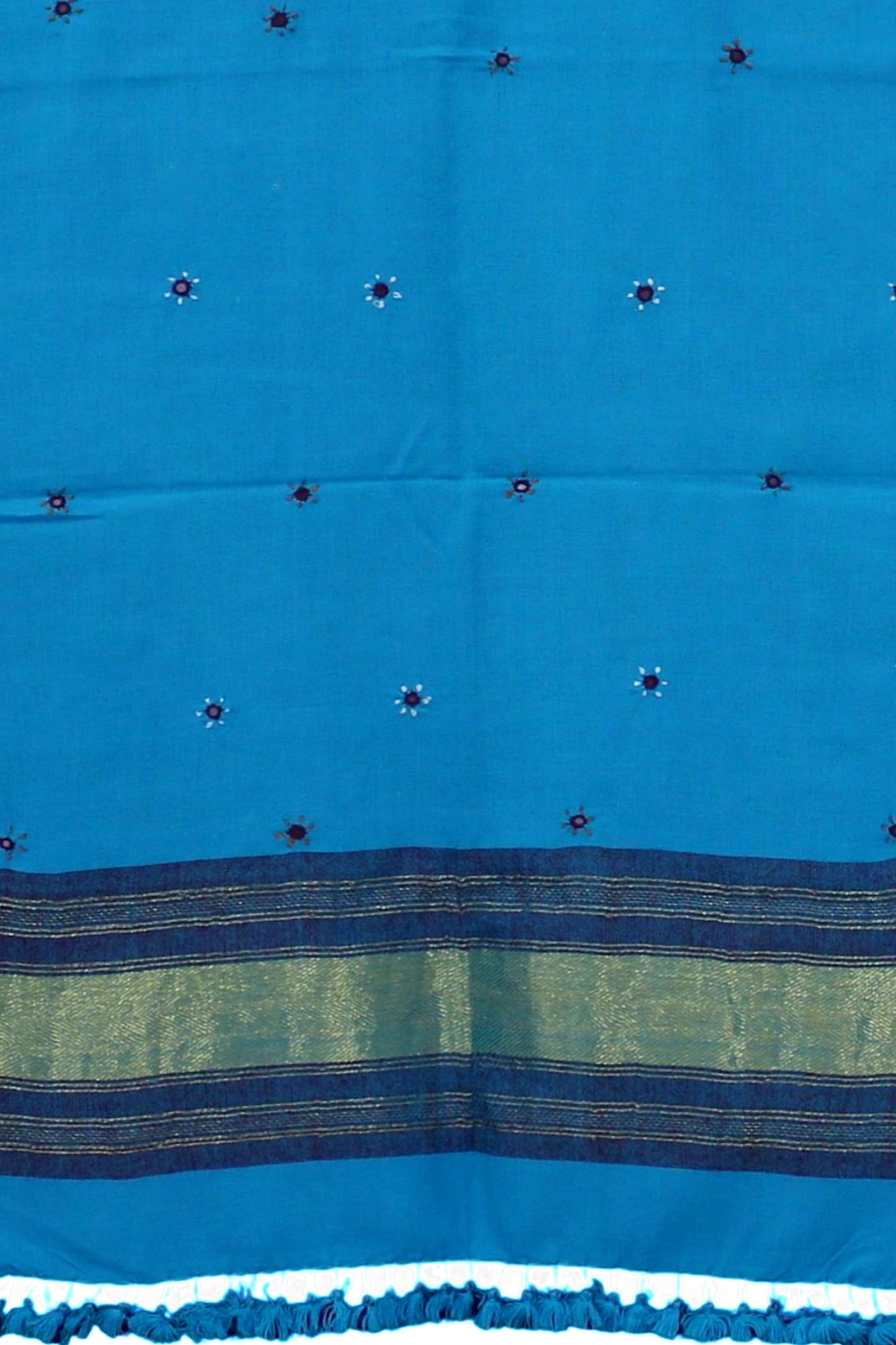 Elegant Hand-Embroidered Blue Woolen Shawl