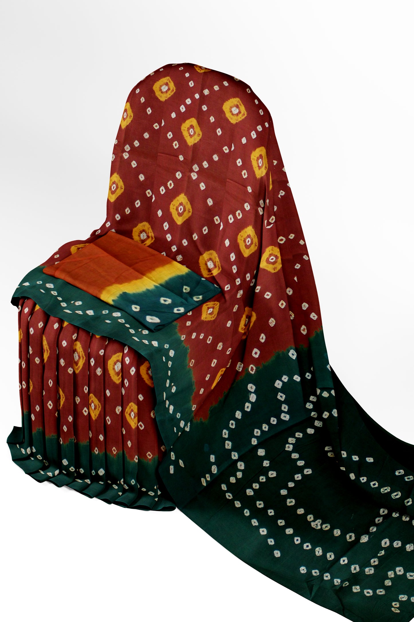 Cotton Bandhani Saree With Unstitched Blouse Piece