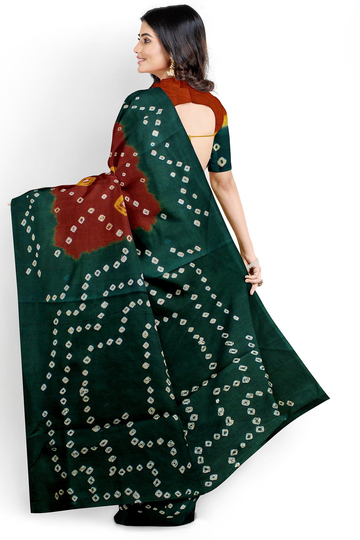 Cotton Bandhani Saree With Unstitched Blouse Piece