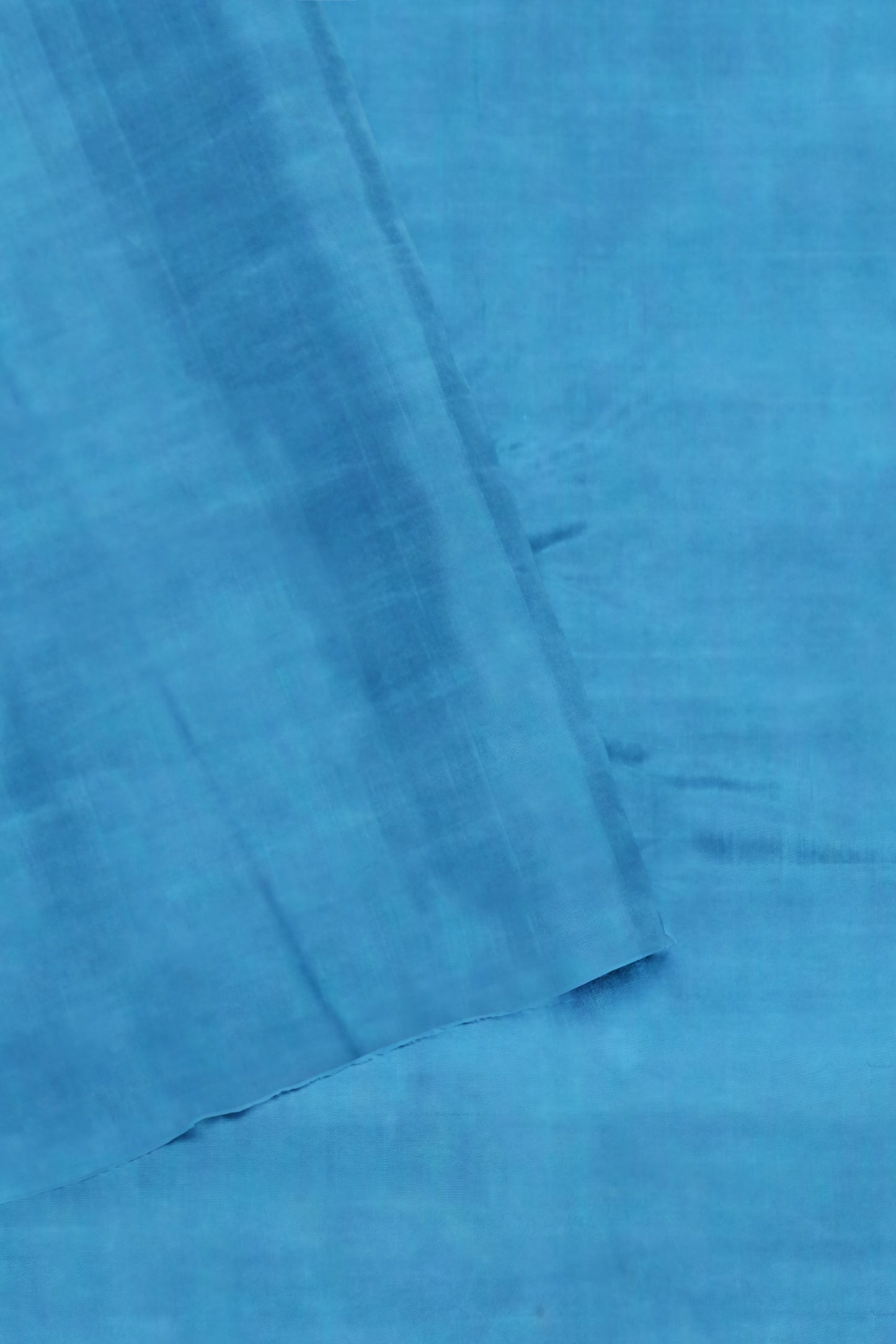 Blue Cotton Saree with Geometric and Floral Patterns