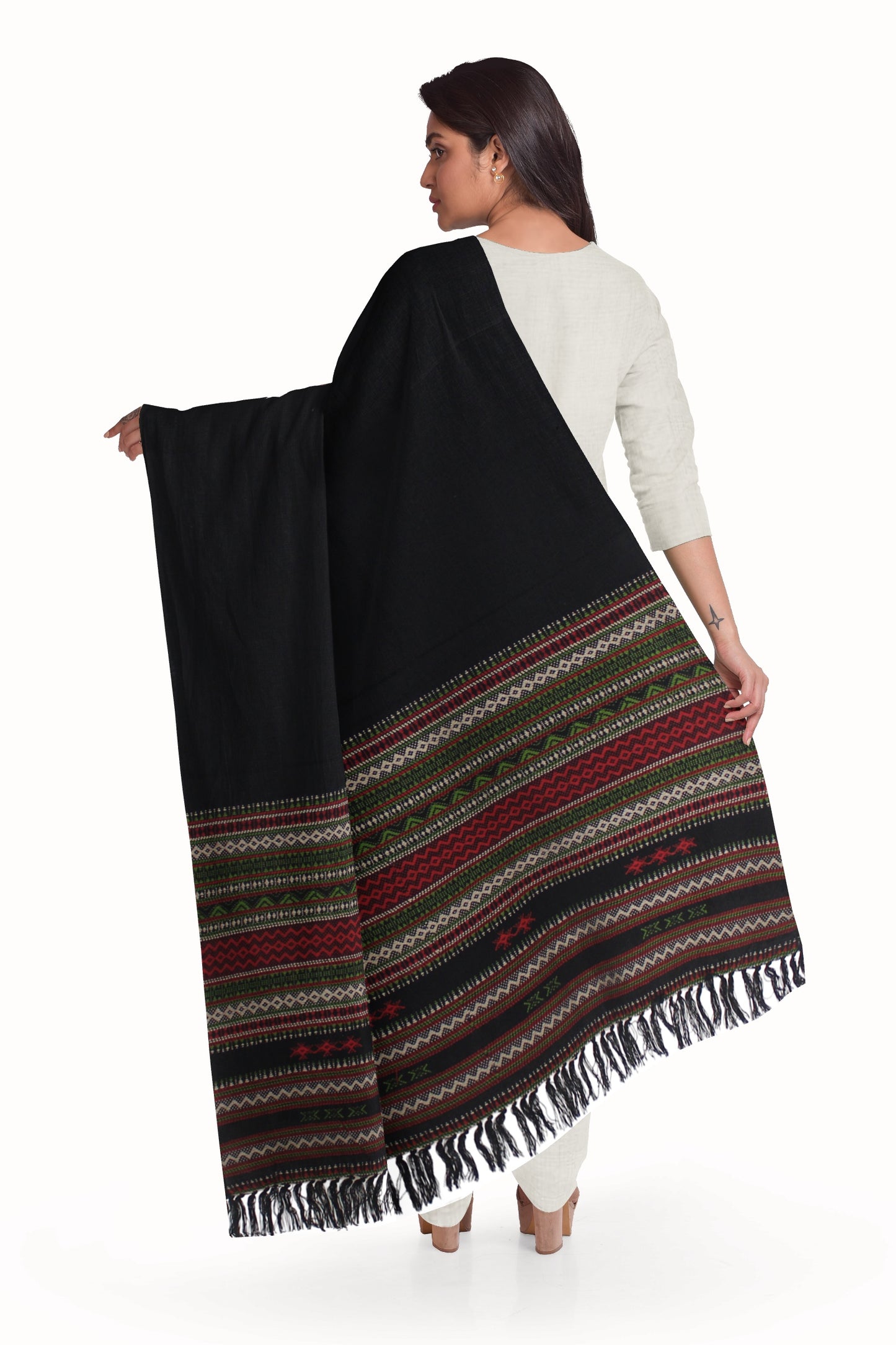 Women's Pure Wool Shawl - Traditional, Soft & Warm Winter Wrap