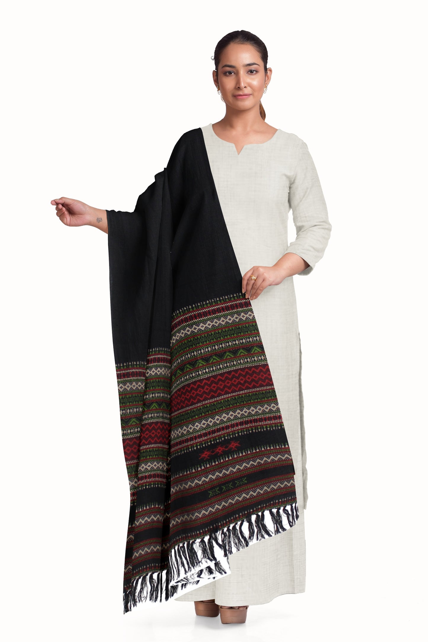 Women's Pure Wool Shawl - Traditional, Soft & Warm Winter Wrap