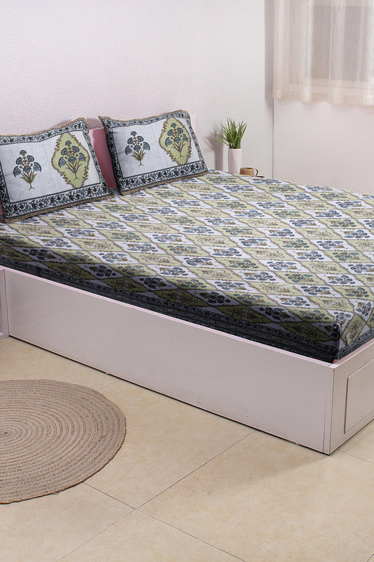 Cotton Double Bed bedsheet | Flat Bedsheet |1 Double Bedsheet 2 Pillow Covers