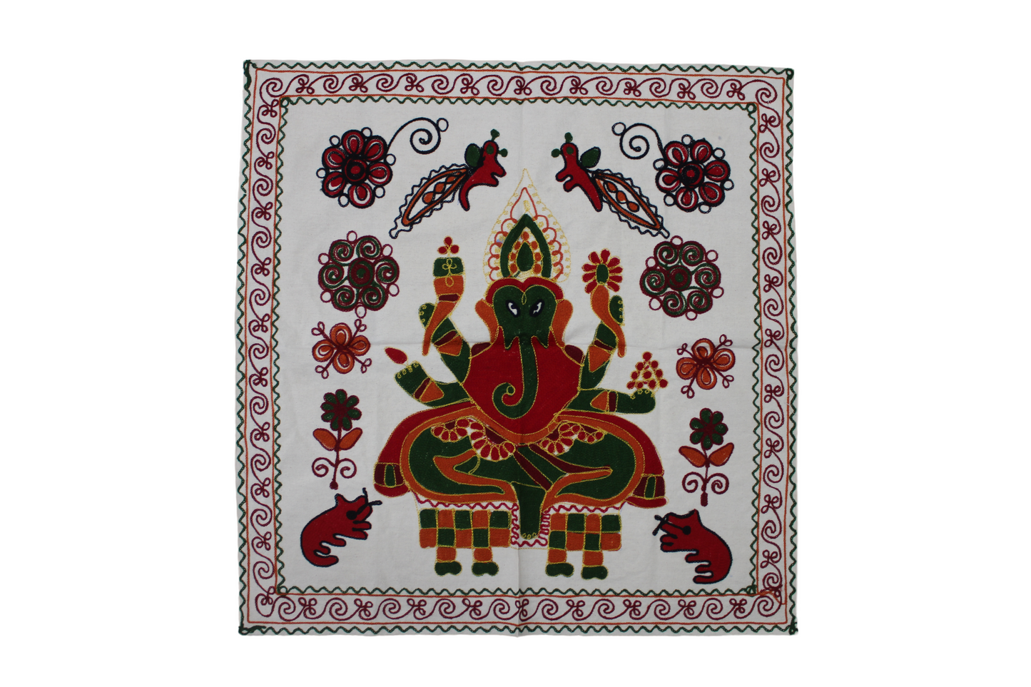 Vintage Embroidered Lord Ganesha Wall Hanging / Tapestry