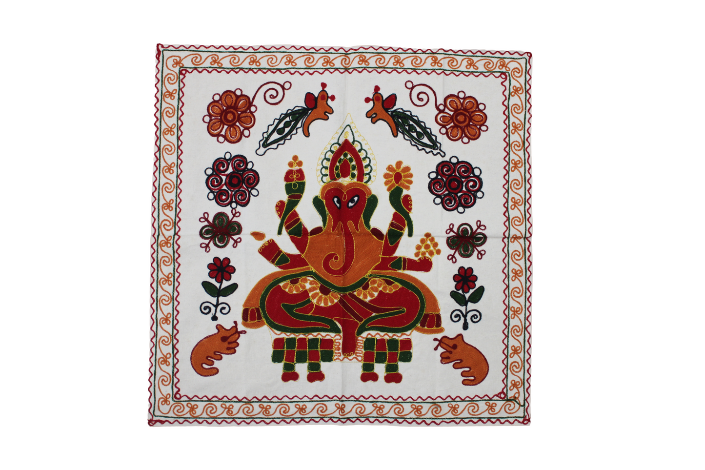 Vintage Embroidered Lord Ganesha Wall Hanging / Tapestry