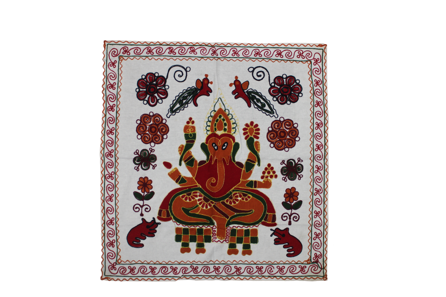 Vintage Embroidered Lord Ganesha Wall Hanging / Tapestry