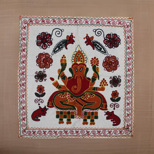 Vintage Embroidered Lord Ganesha Wall Hanging / Tapestry