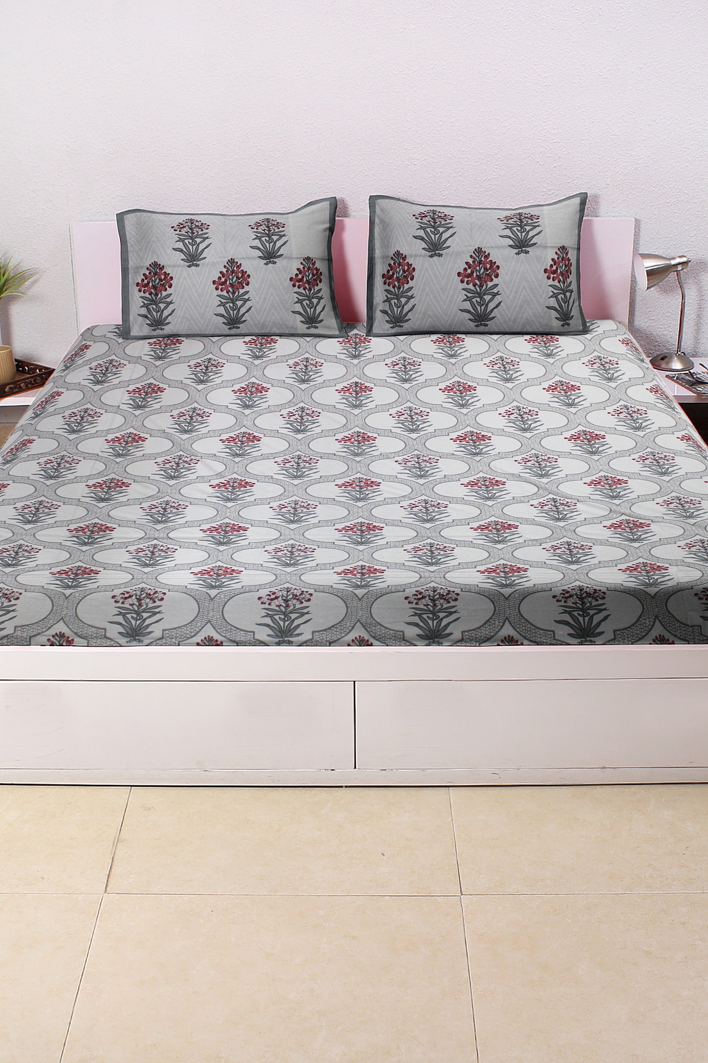 Cotton Double Bed bedsheet | Flat Bedsheet |1 Double Bedsheet 2 Pillow Covers