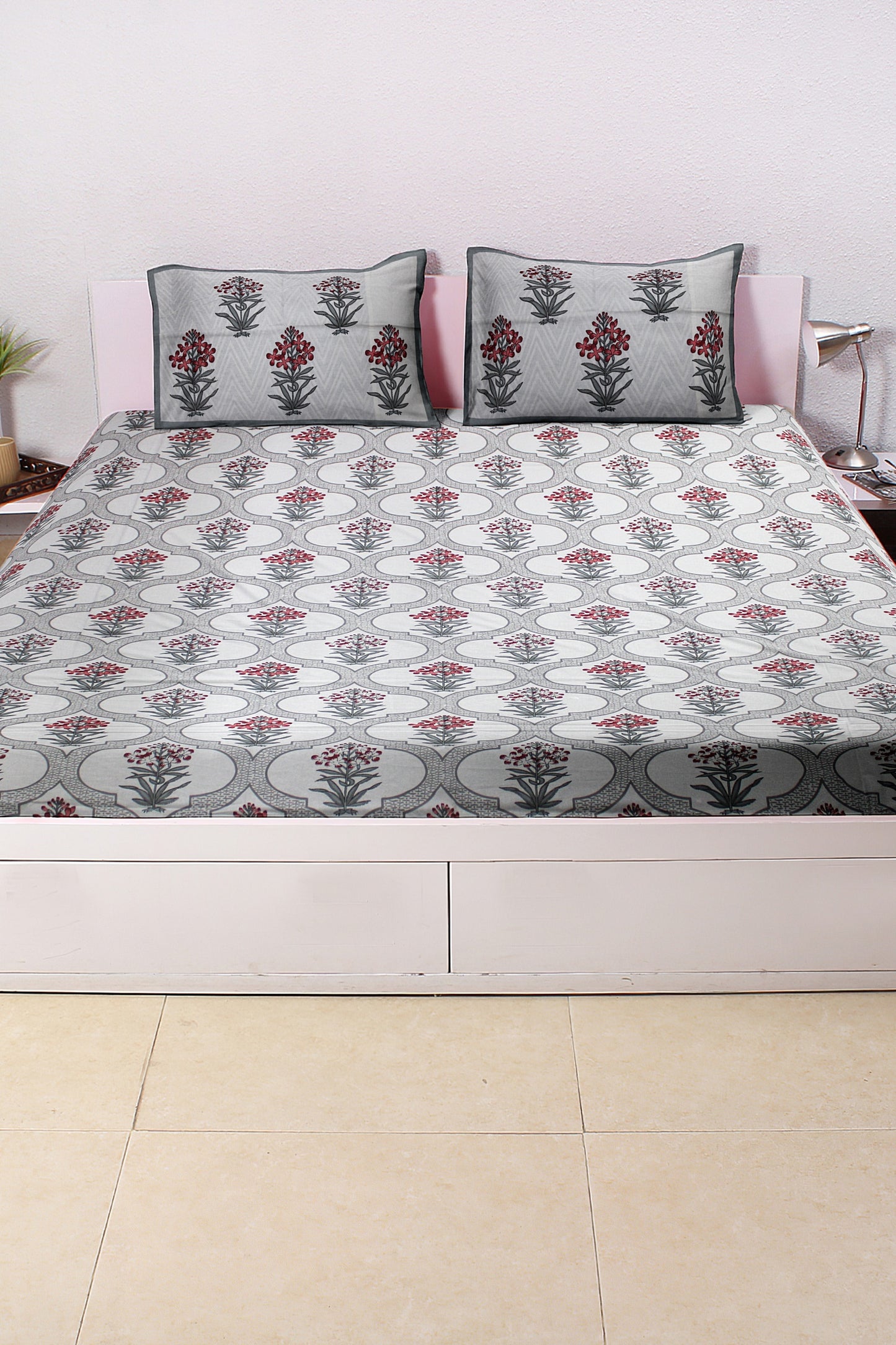 Cotton Double Bed bedsheet | Flat Bedsheet |1 Double Bedsheet 2 Pillow Covers